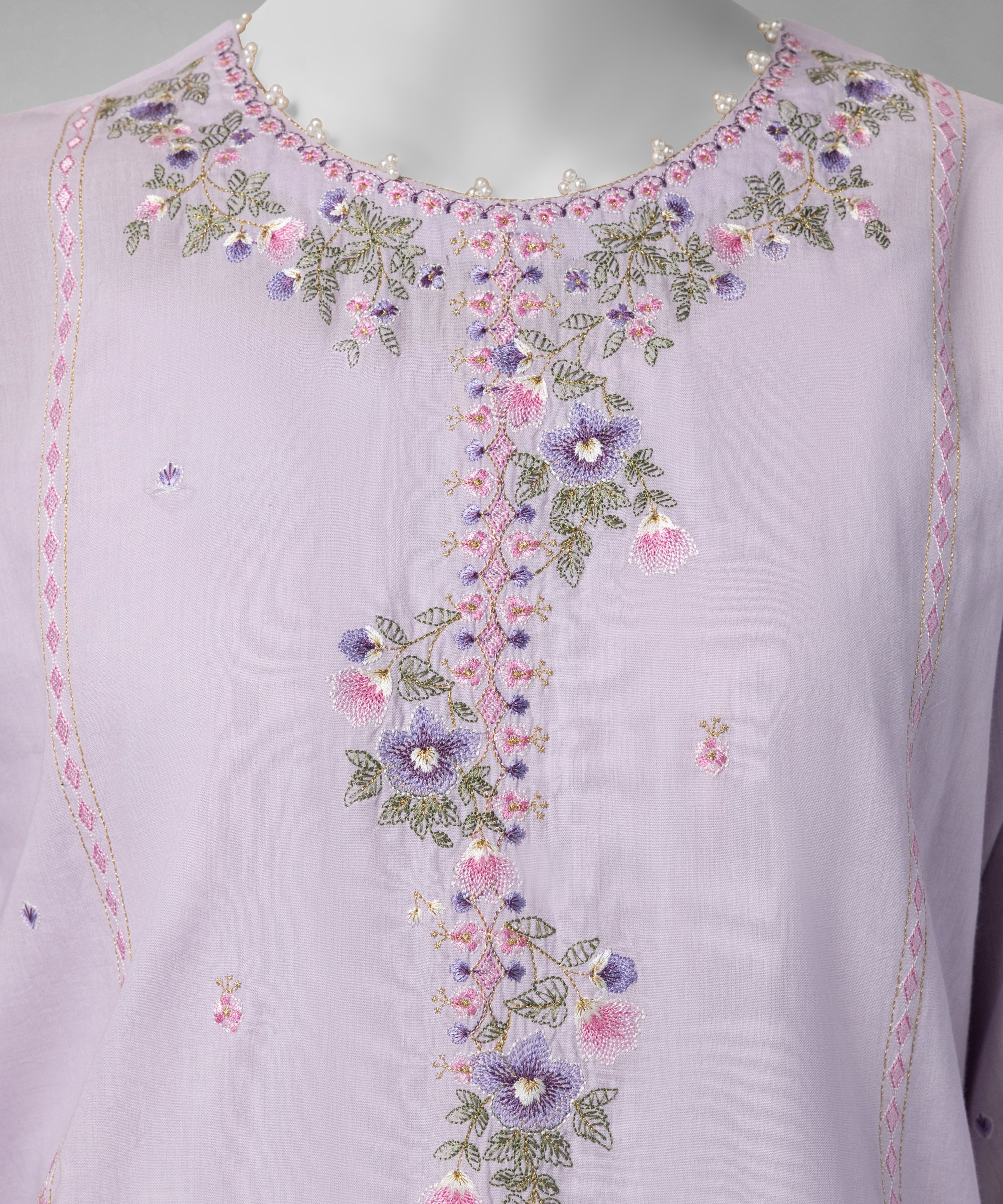 Purple Embroidered Liminal Unstitched 3Pc
