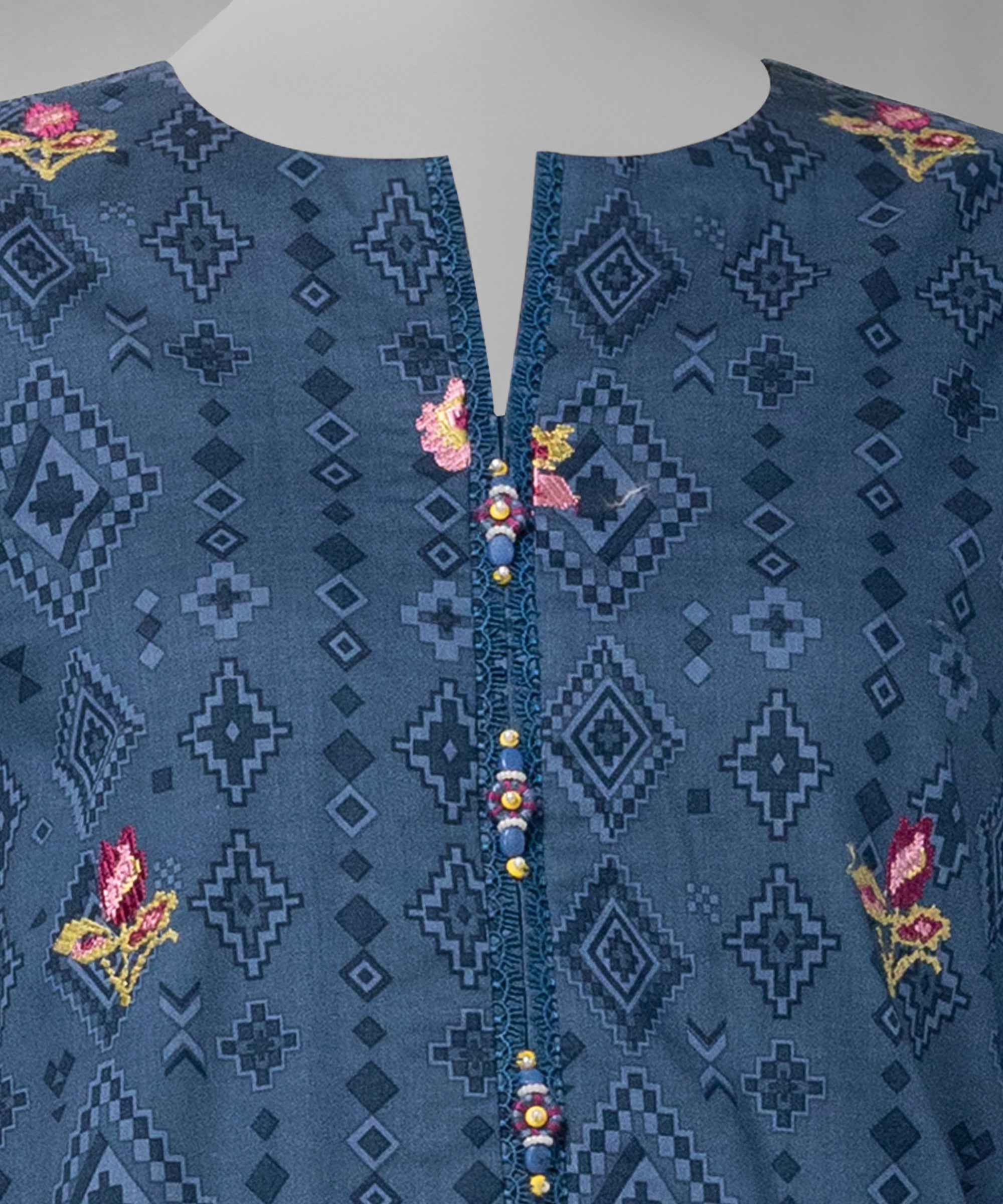 Blue Embroidered Cambric Unstitched 3Pc