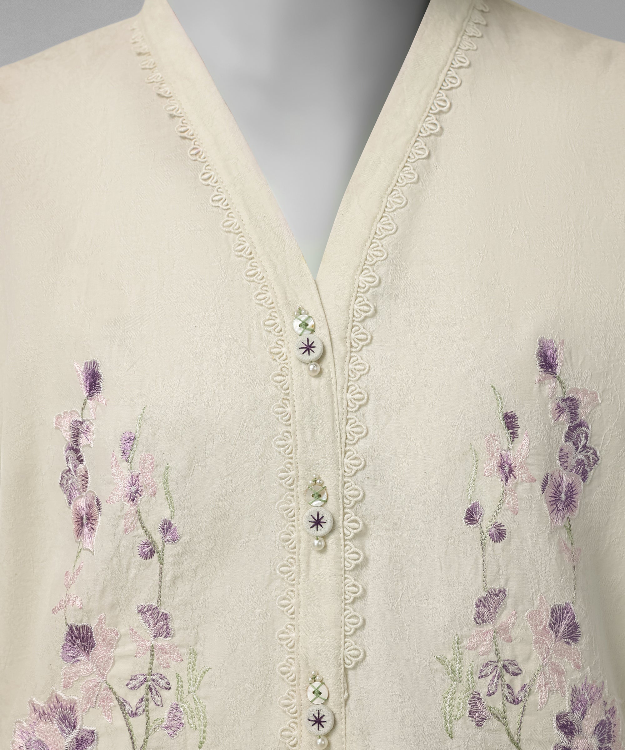 White Embroidered Dobby Unstitched 3Pc
