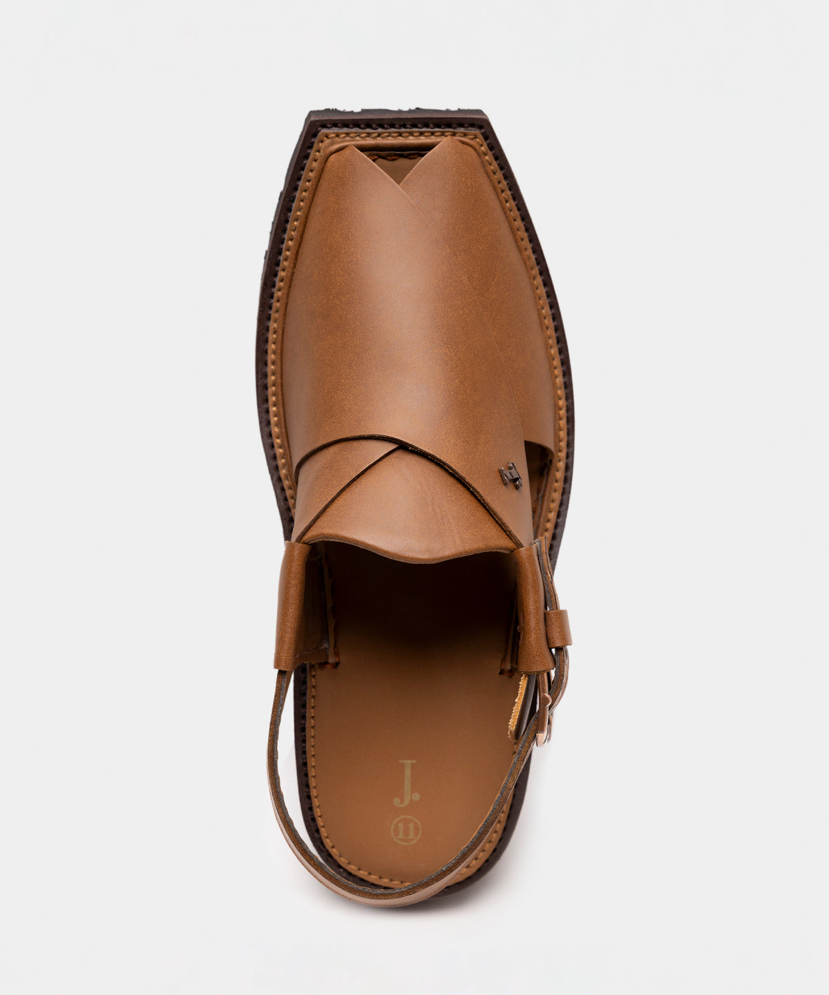 Camel Brown Plain Classic Peshawari Sandals