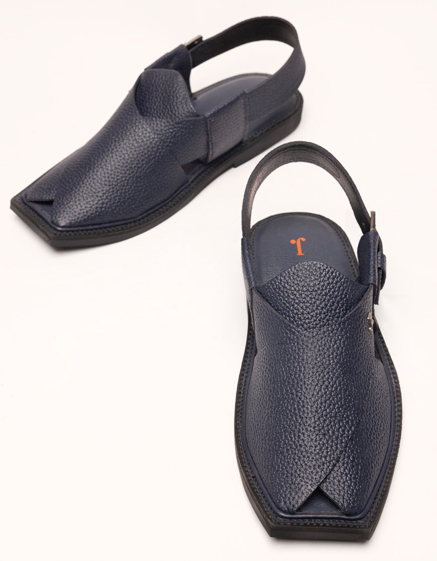 BLUE TEXTURED PESHAWARI SANDALS