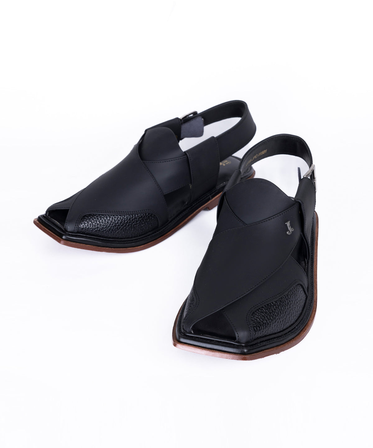 MATT BLACK PLAIN PESHAWARI SANDALS