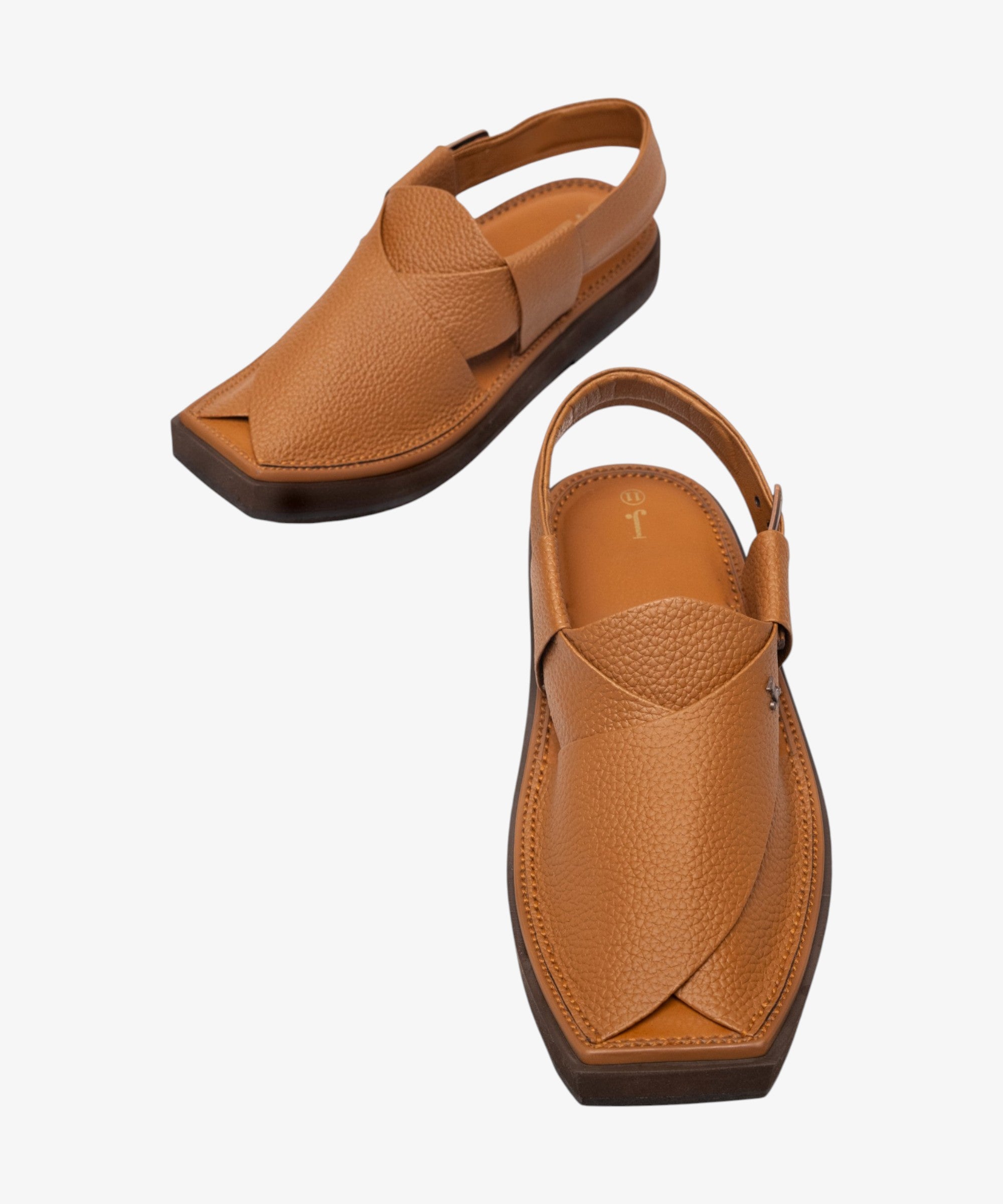 BROWN TEXTURED PESHAWARI SANDALS
