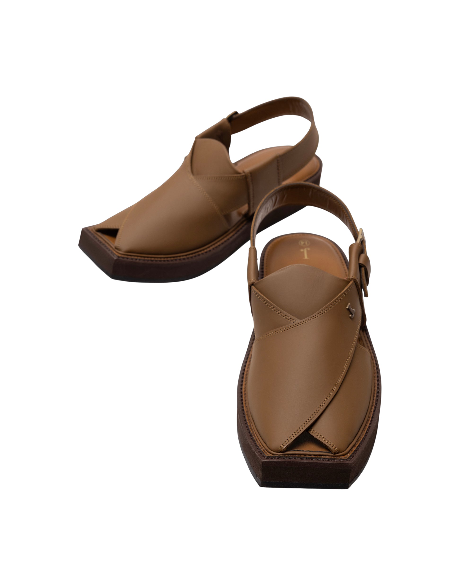 Camel Brown Textured Peshawari Sandals