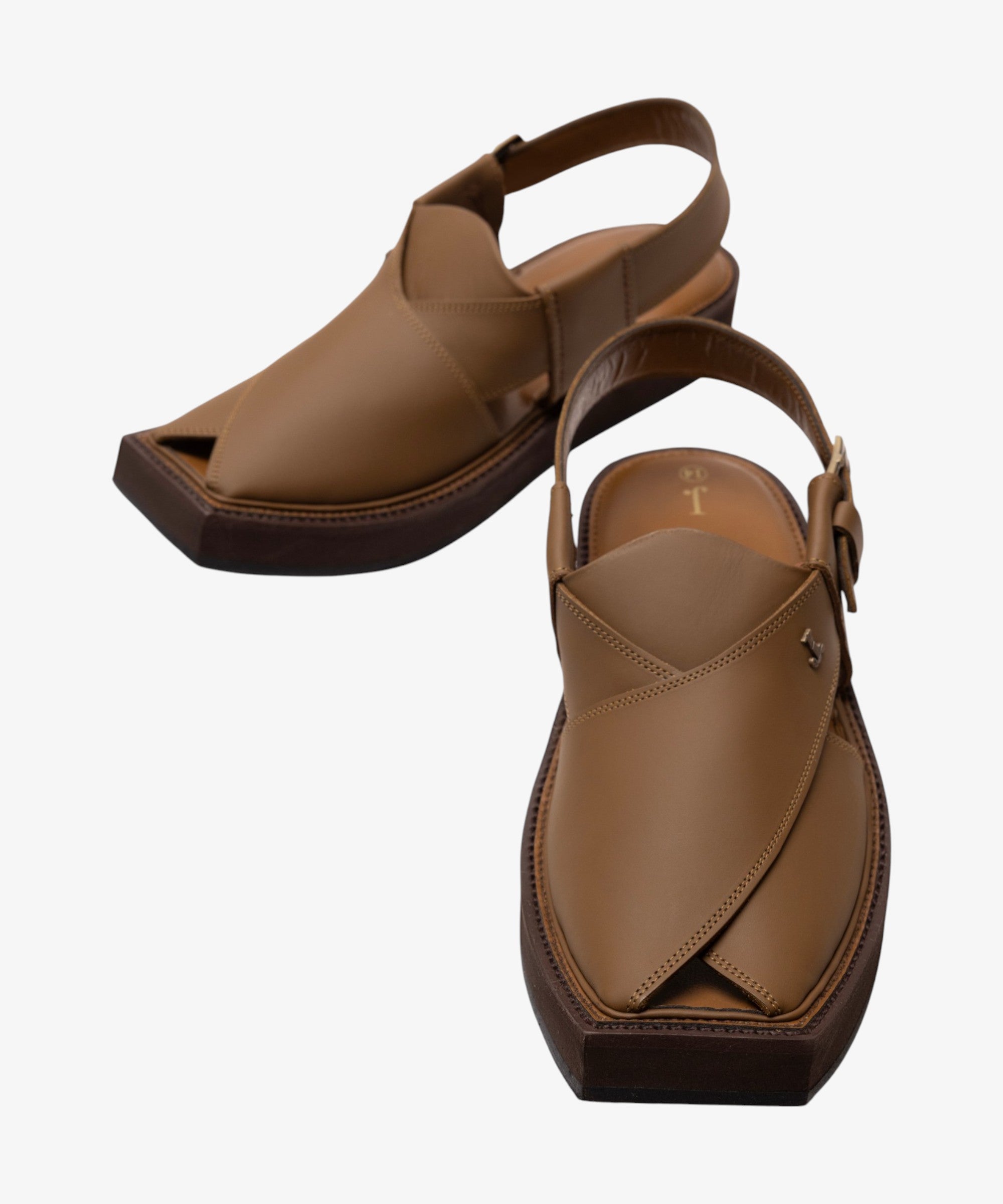 Camel Brown Textured Peshawari Sandals