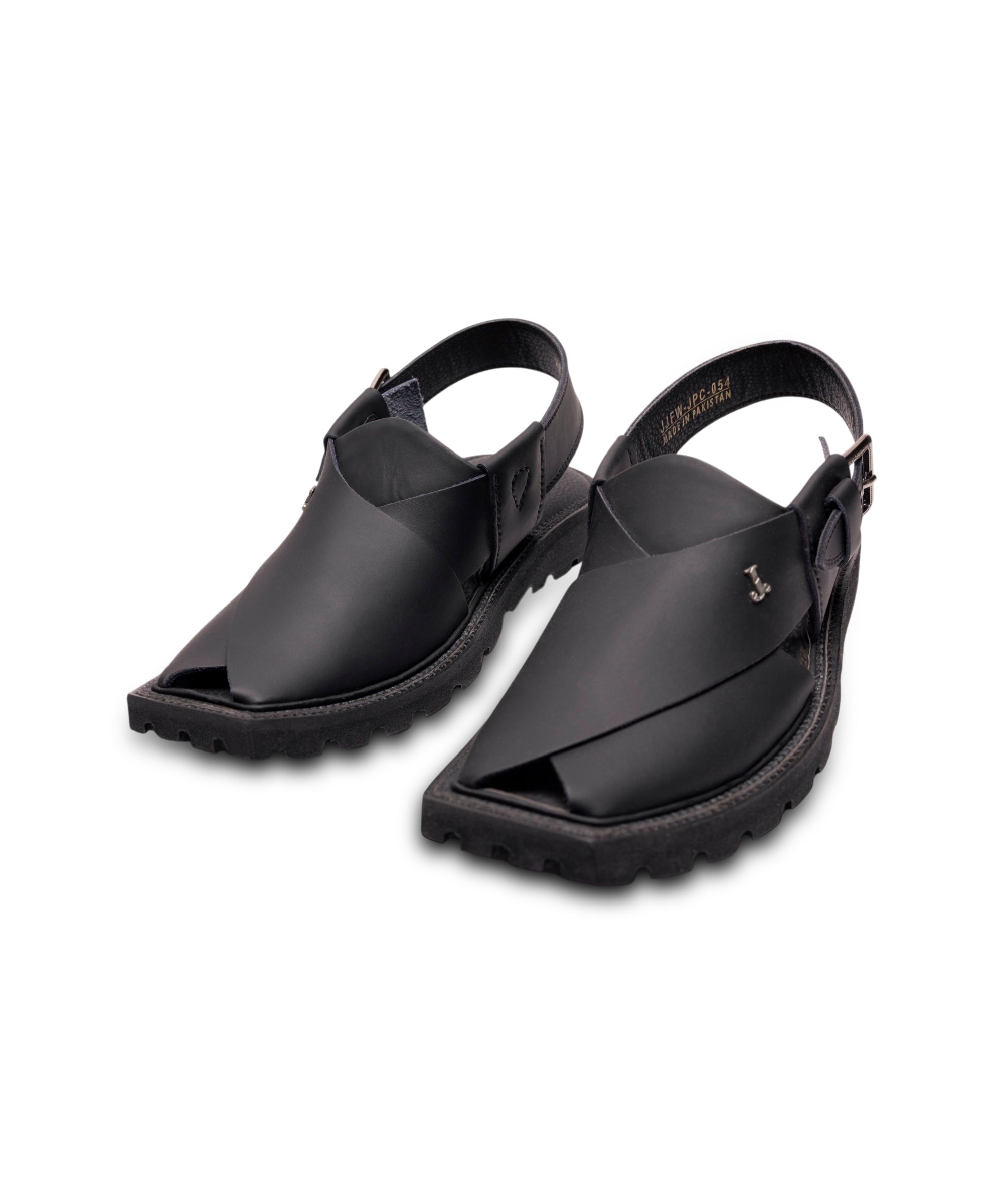MATT BLACK PLAIN CLASSIC PESHAWARI SANDALS