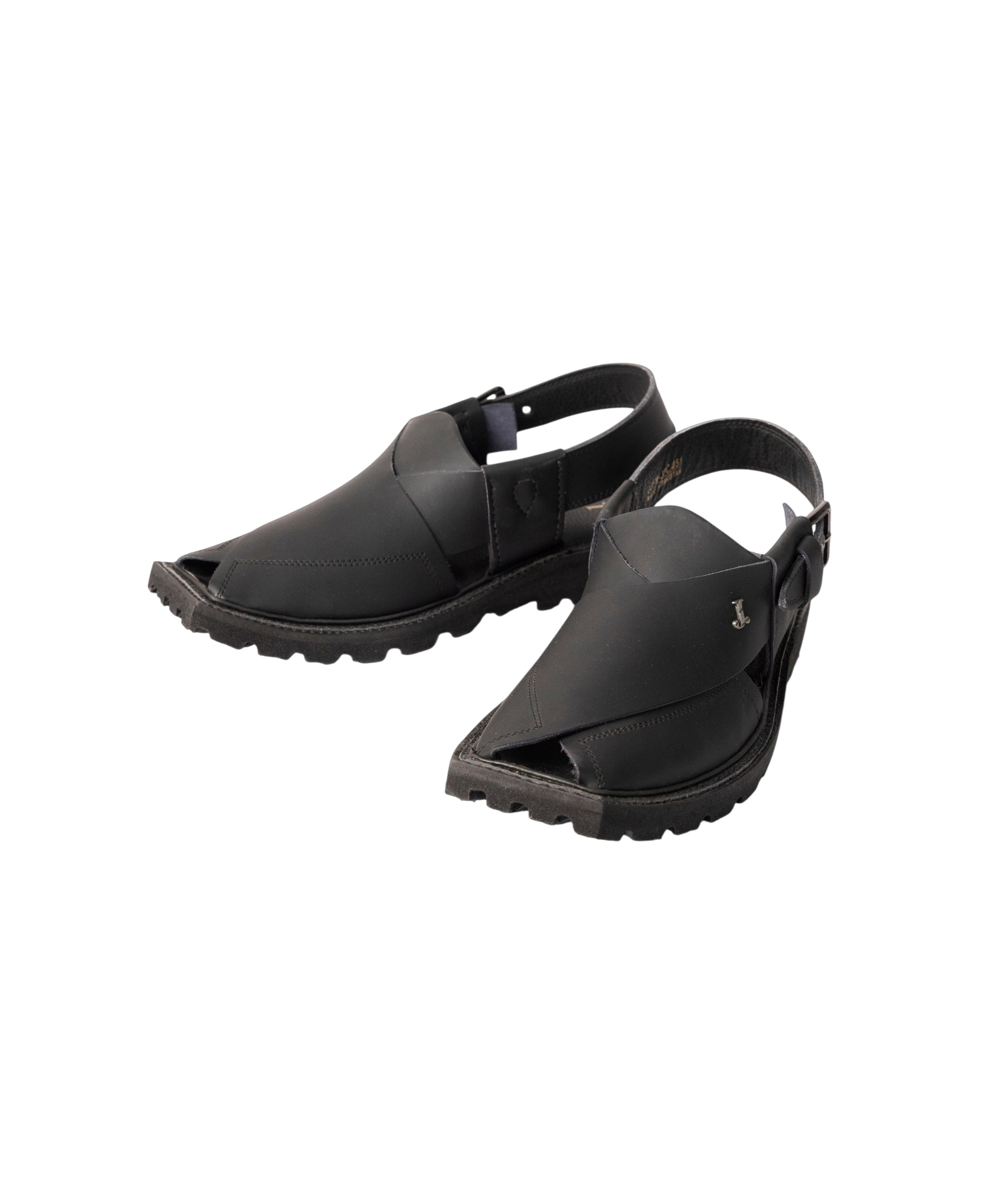 MATT BLACK PLAIN PESHAWARI SANDALS
