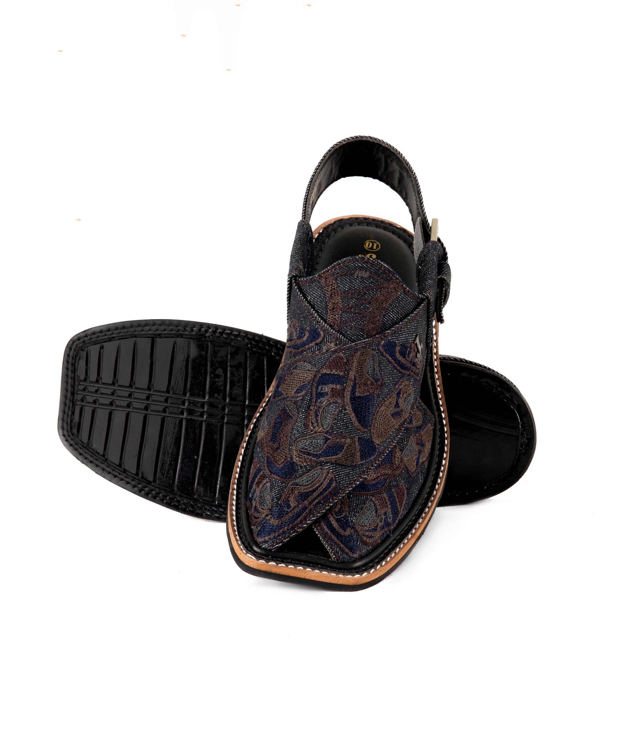 DENIM BLACK PESHAWARI SANDALS