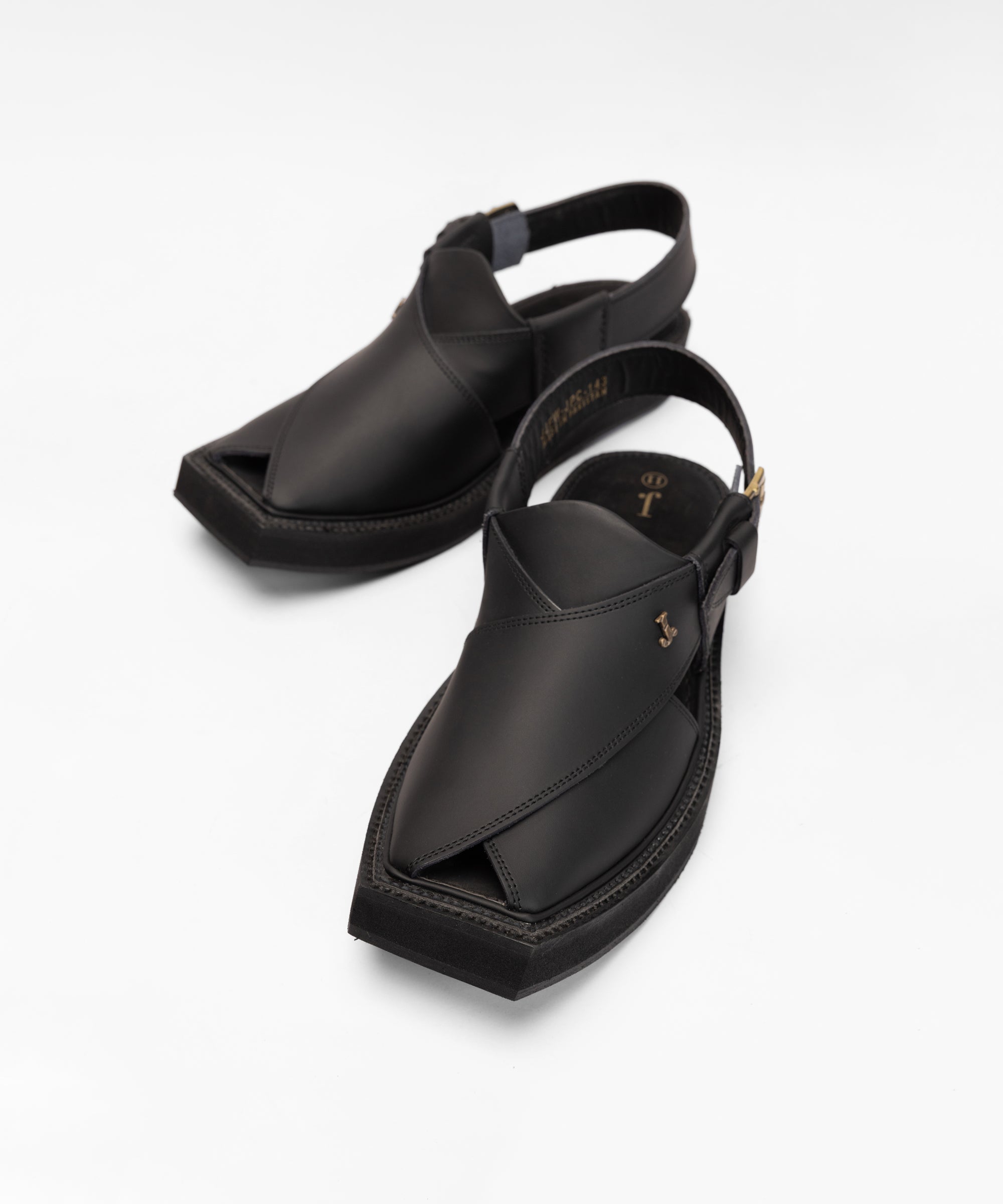 MATT BLACK PLAIN PESHAWARI SANDALS