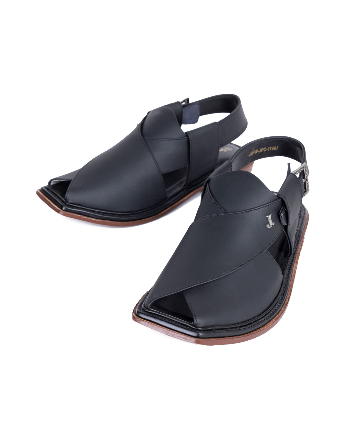 MATT BLACK PLAIN PESHAWARI SANDALS