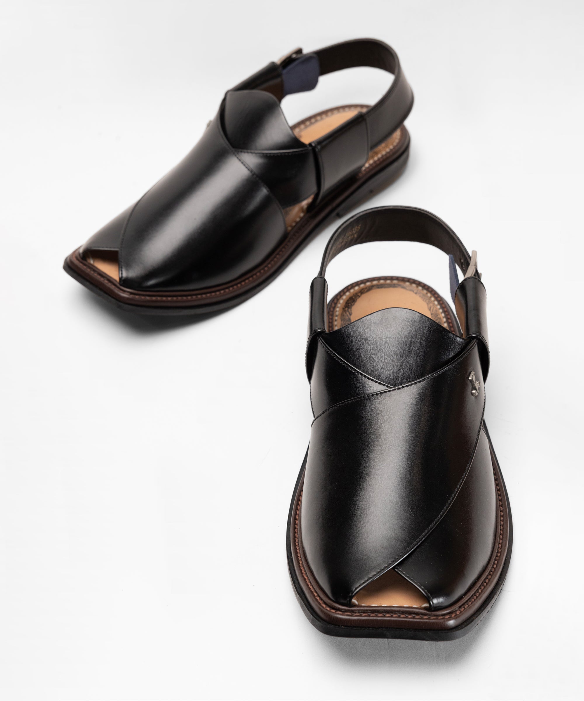 Black Plain Peshawari Sandals