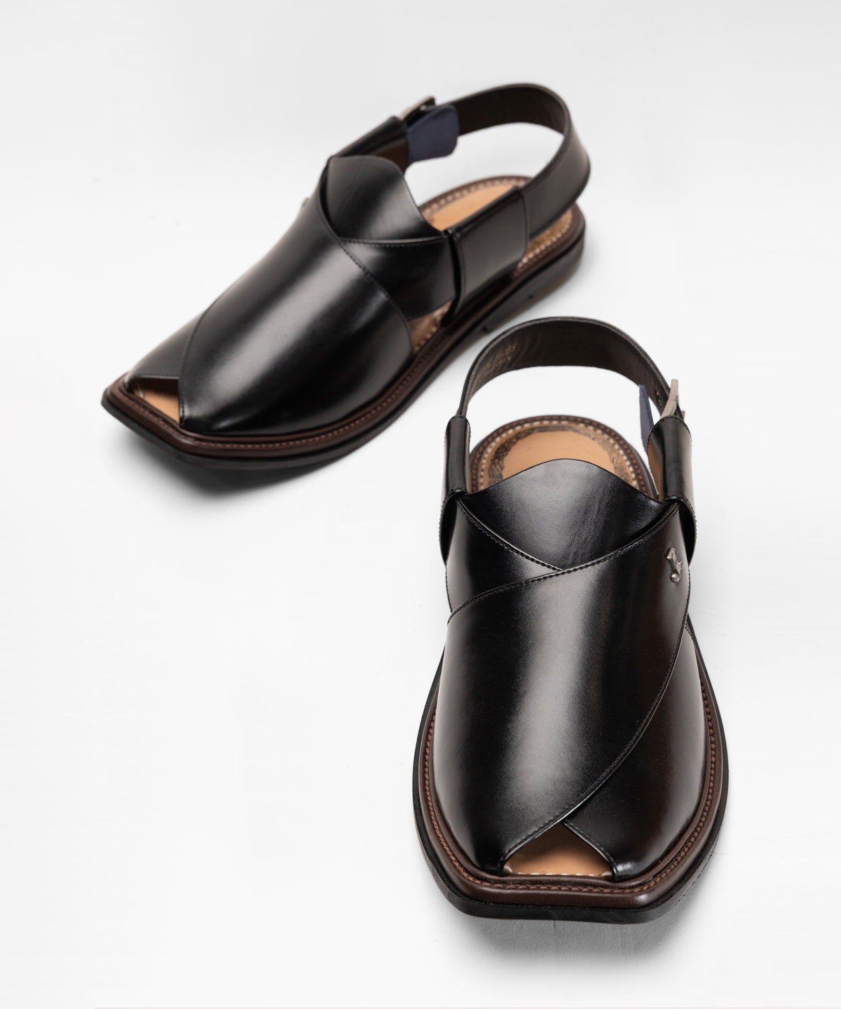 Black Plain Peshawari Sandals