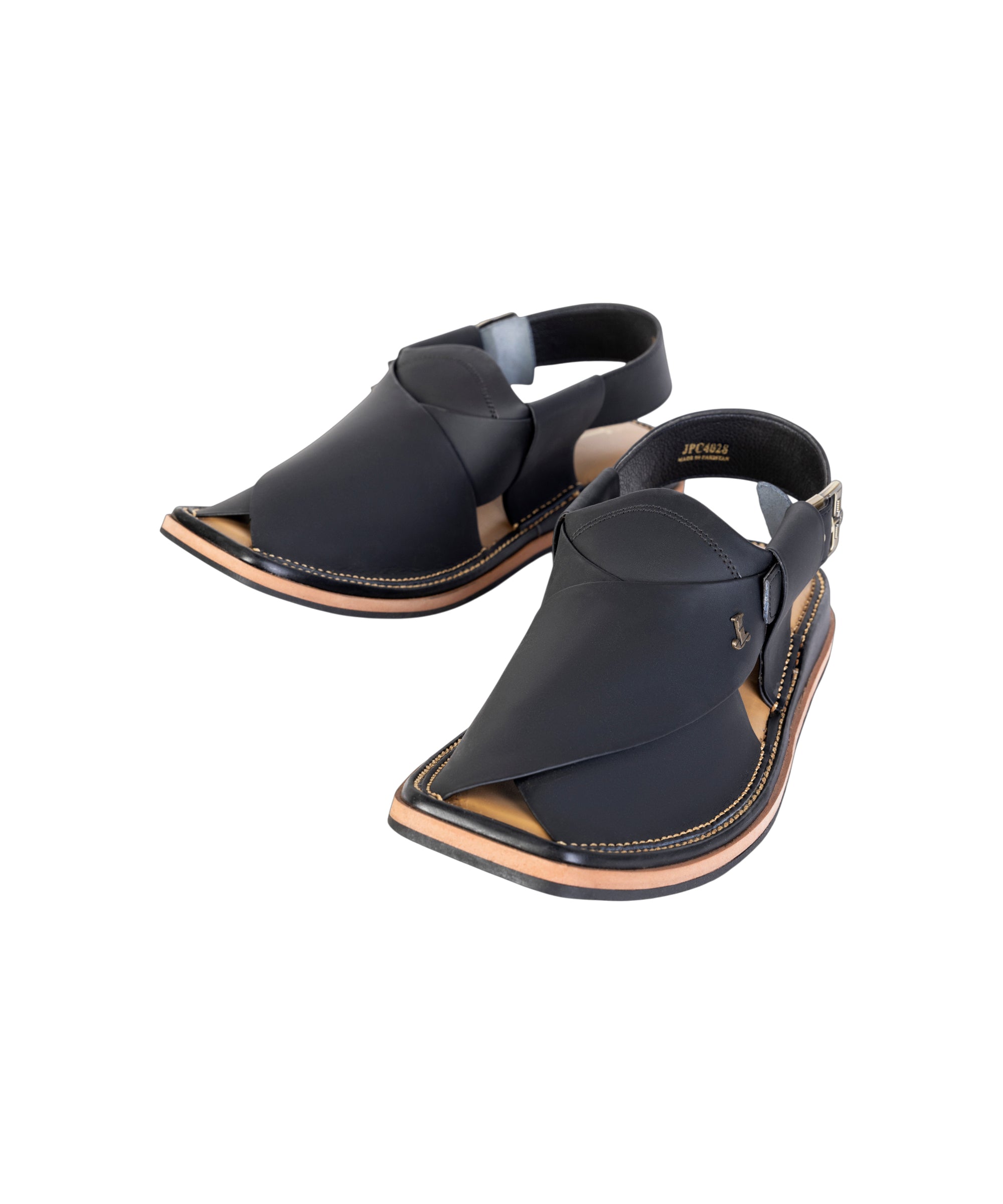 MATT BLACK PLAIN PESHAWARI SANDALS