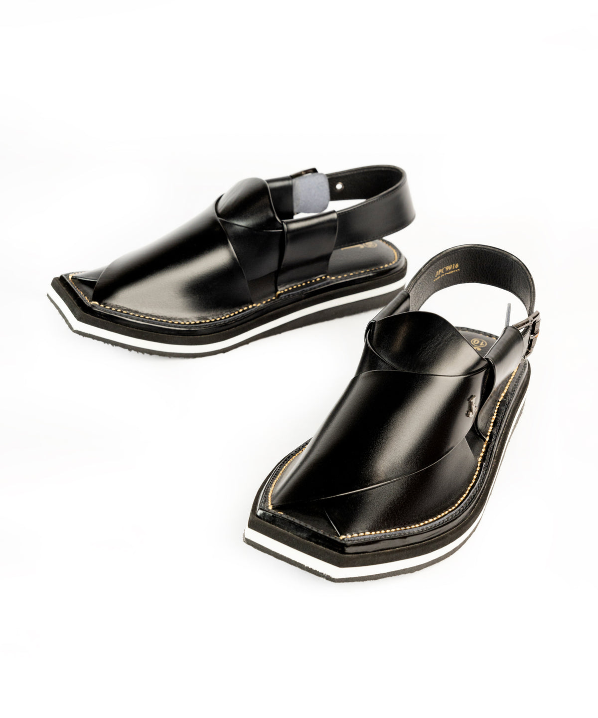 SHINY BLACK PLAIN PESHAWARI SANDALS