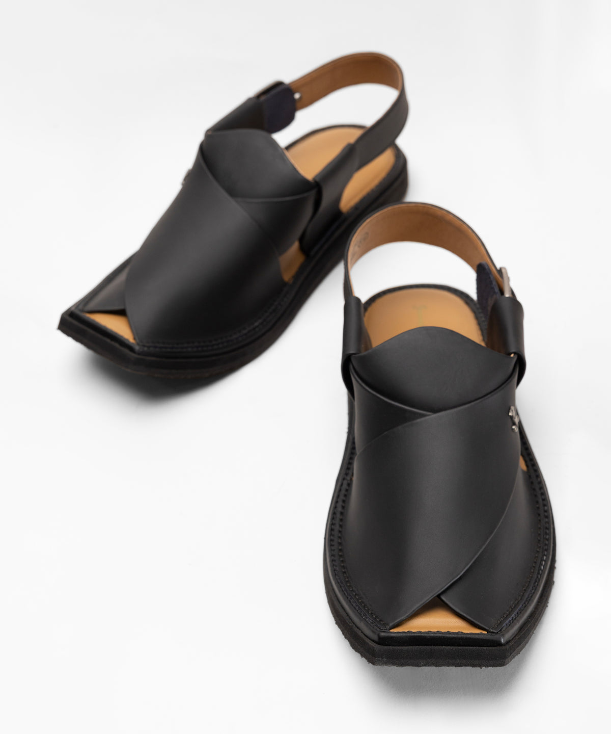 MATT BLACK PLAIN PESHAWARI SANDALS