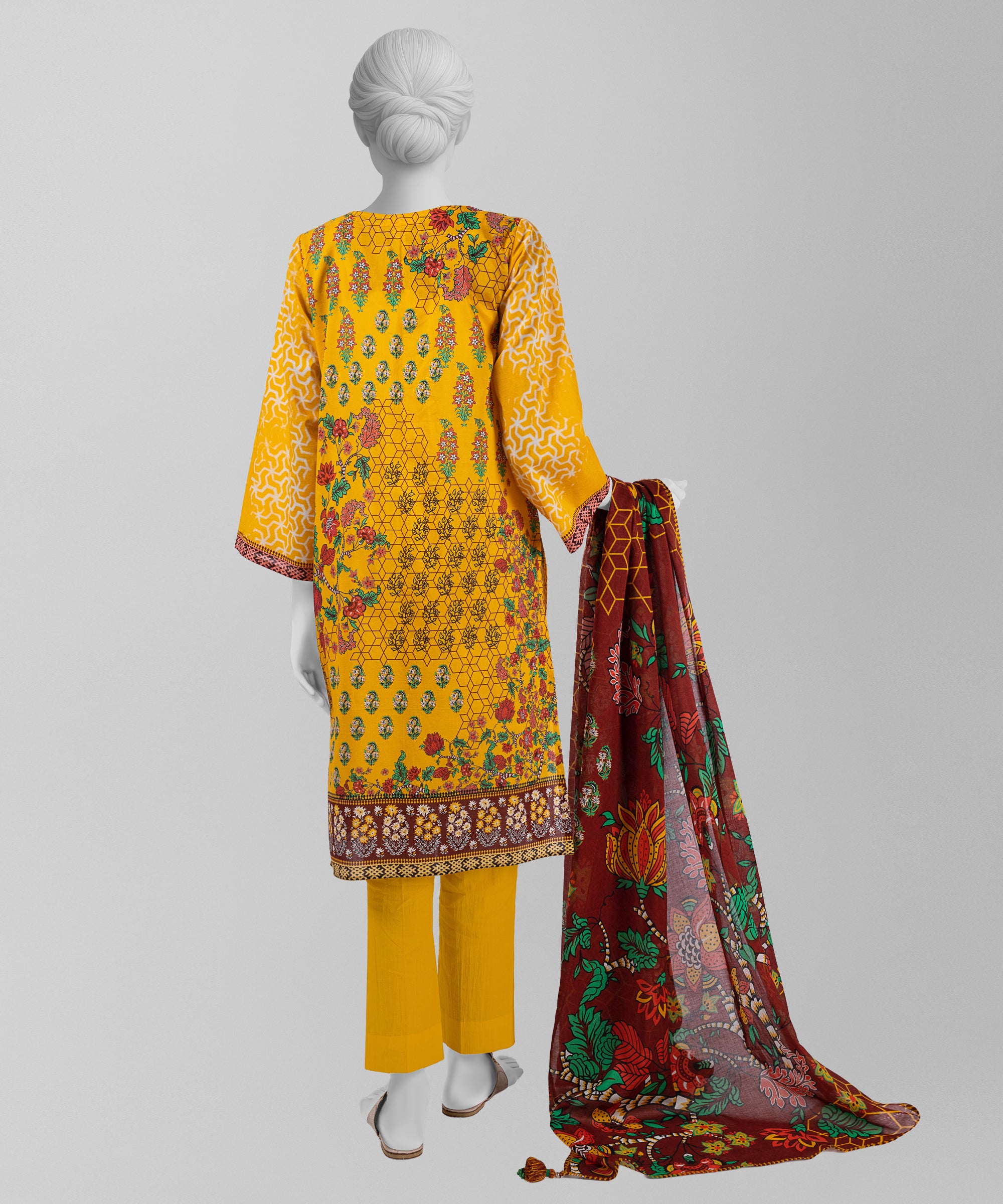 Yellow Unstitched 3Pc