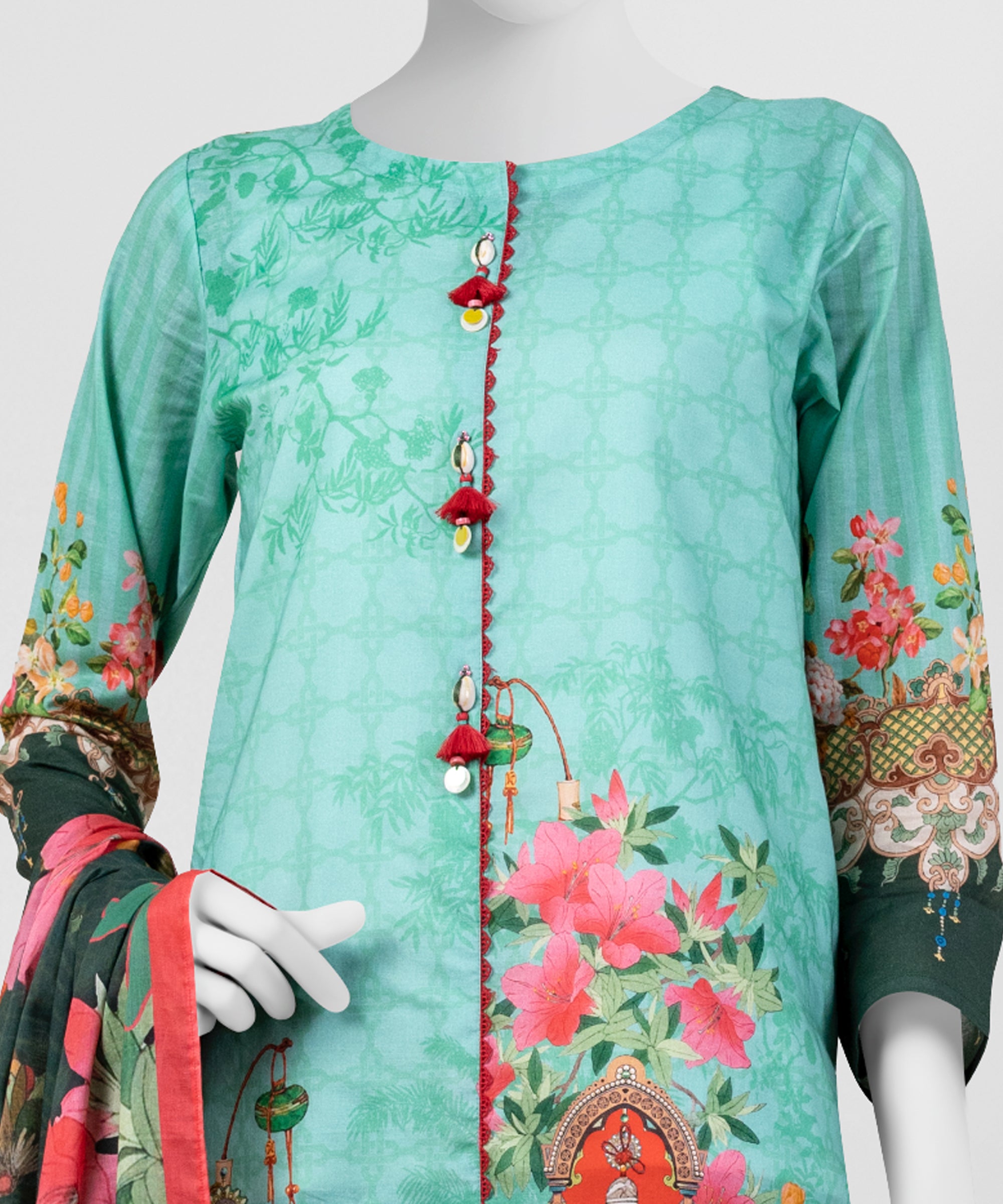 Green Unstitched 3Pc