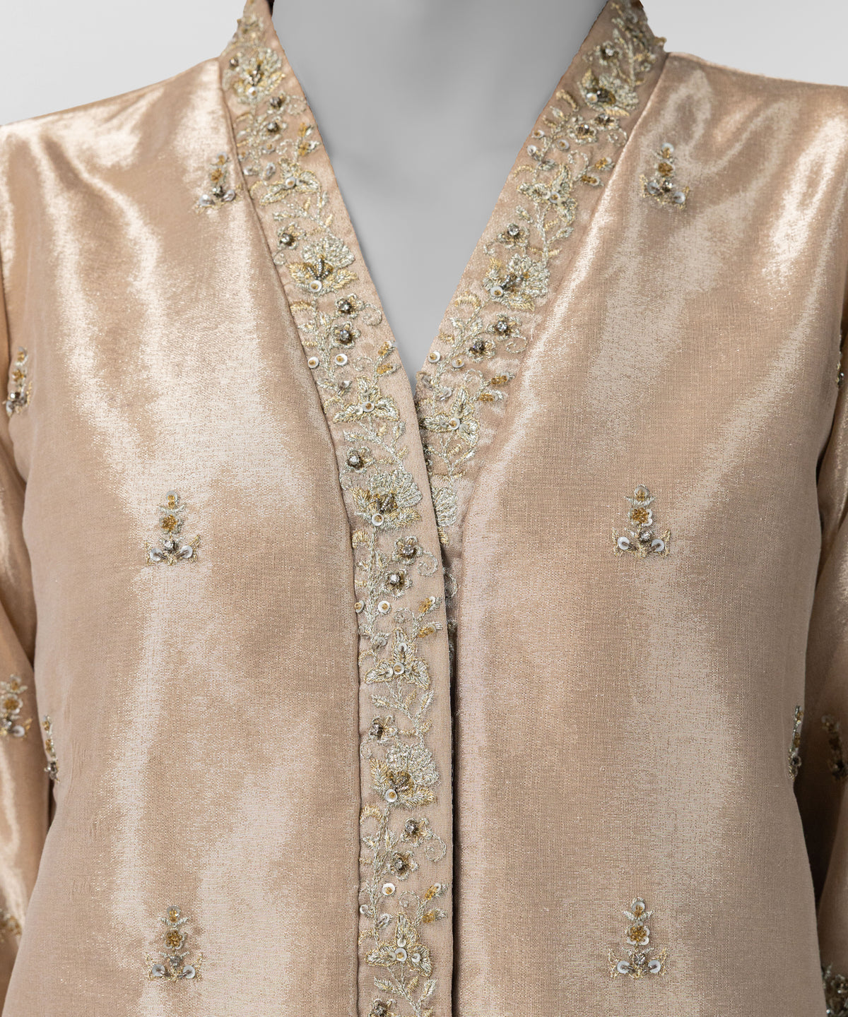 Silver Lame Embroidered Stitched 3Pc