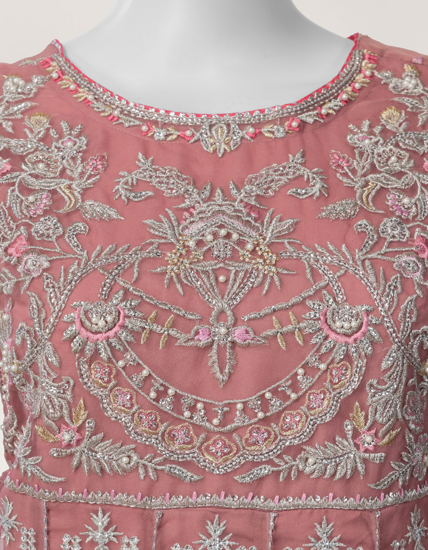 PINK ORGANZA EMBROIDERED FORMAL STITCHED 3PC