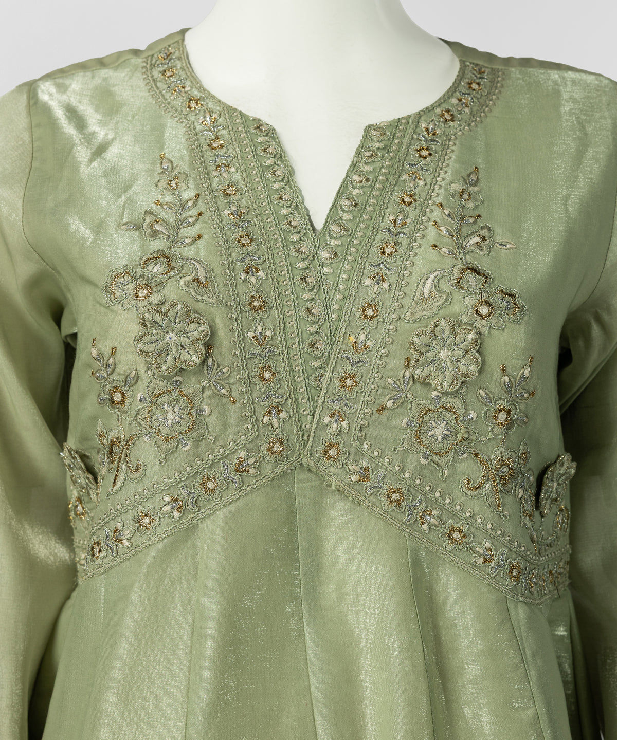 Green Embroidered Organza Stitched 3Pc