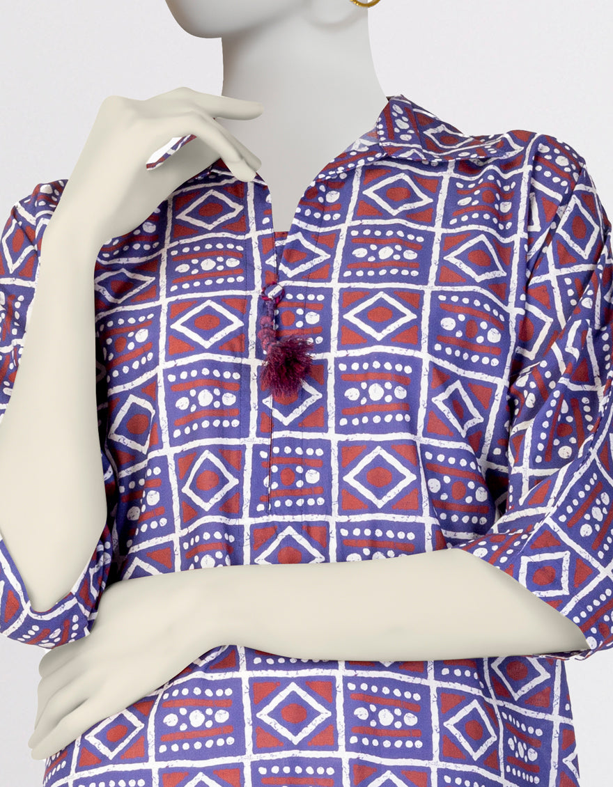 PURPLE LAWN PRINTED KURTA