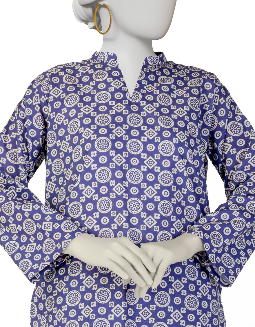 BLUE LAWN PRINTED KURTA