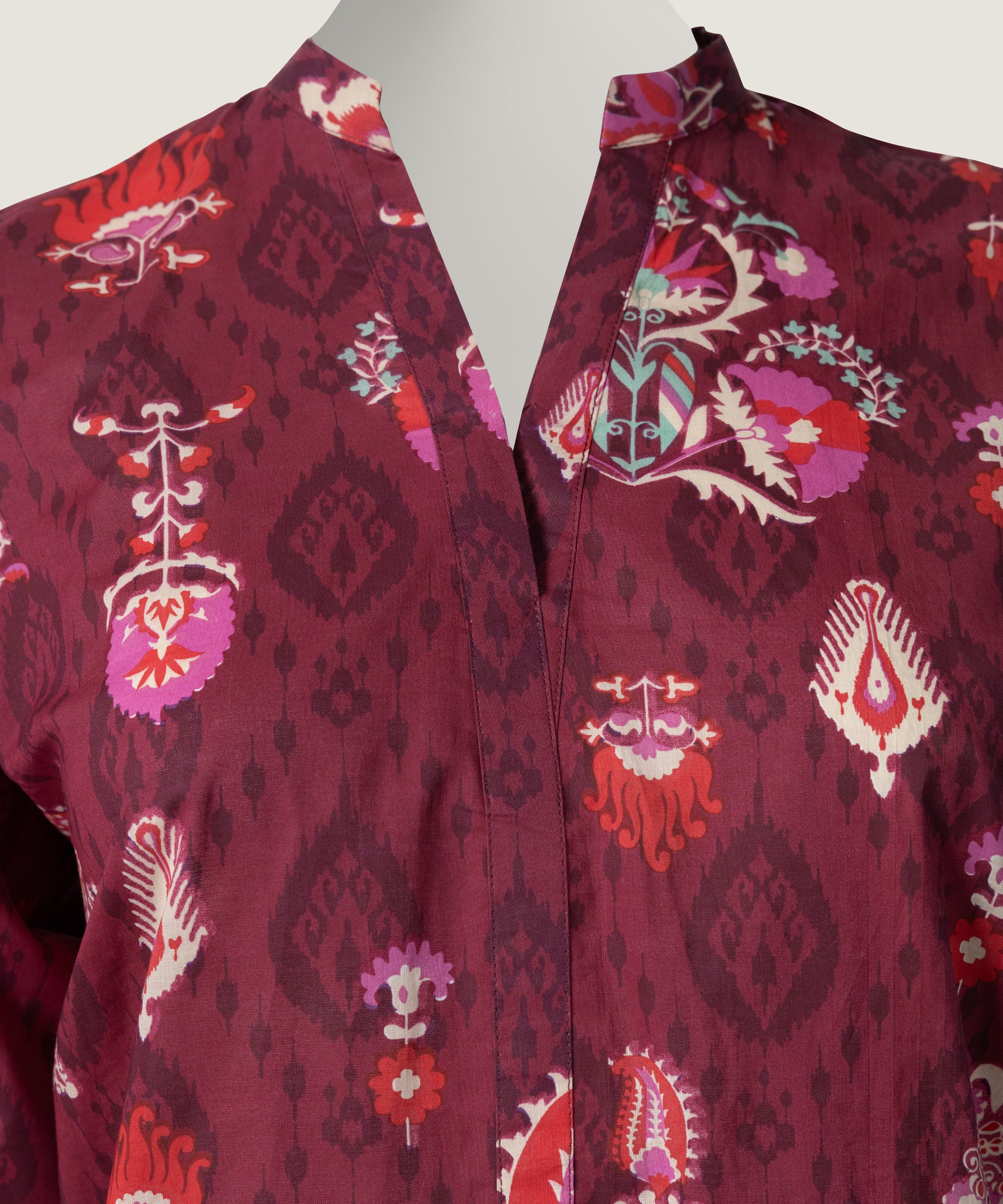 Magenta Lawn Printed Kurta