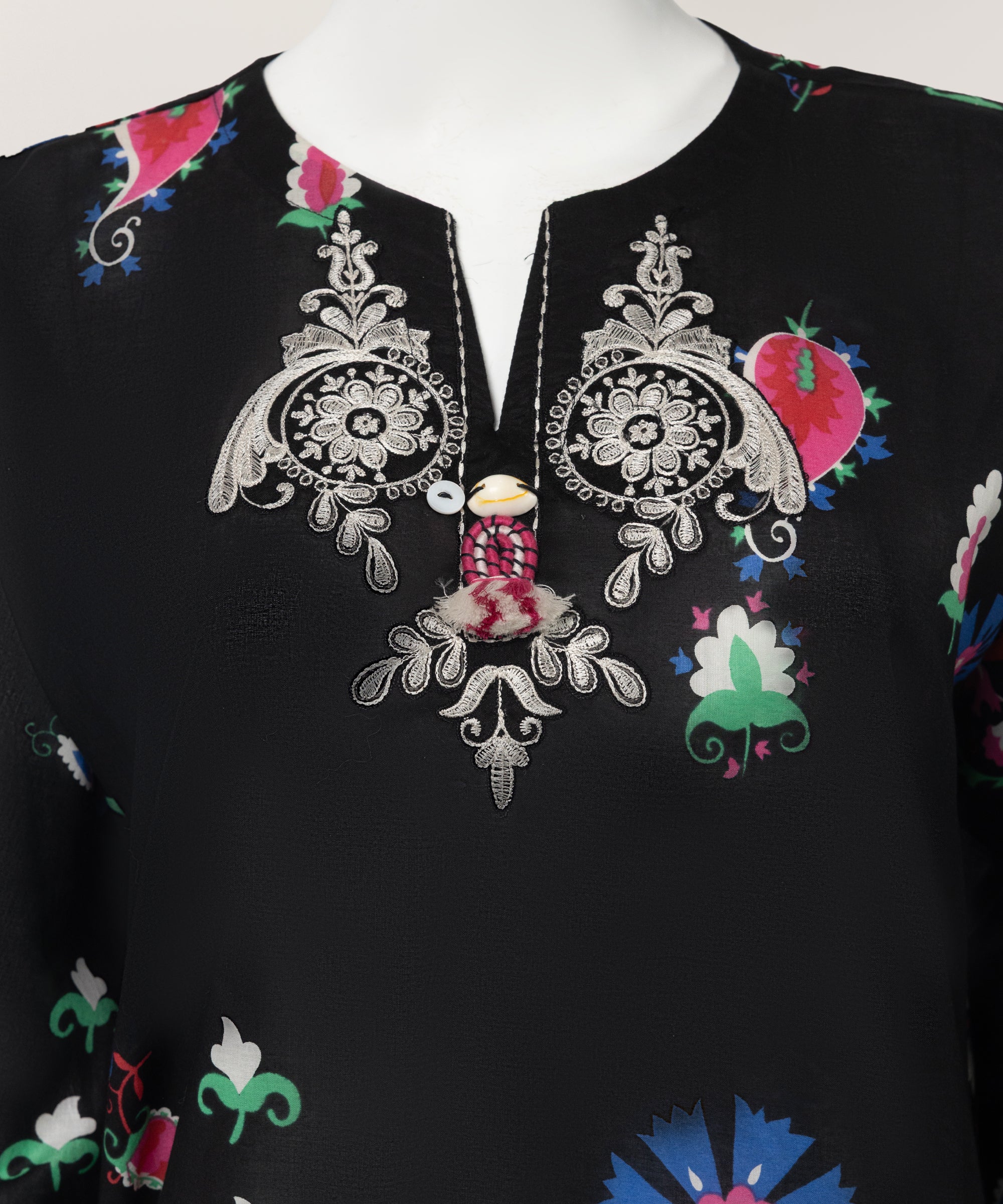 Black Lawn Embroidered Kurta