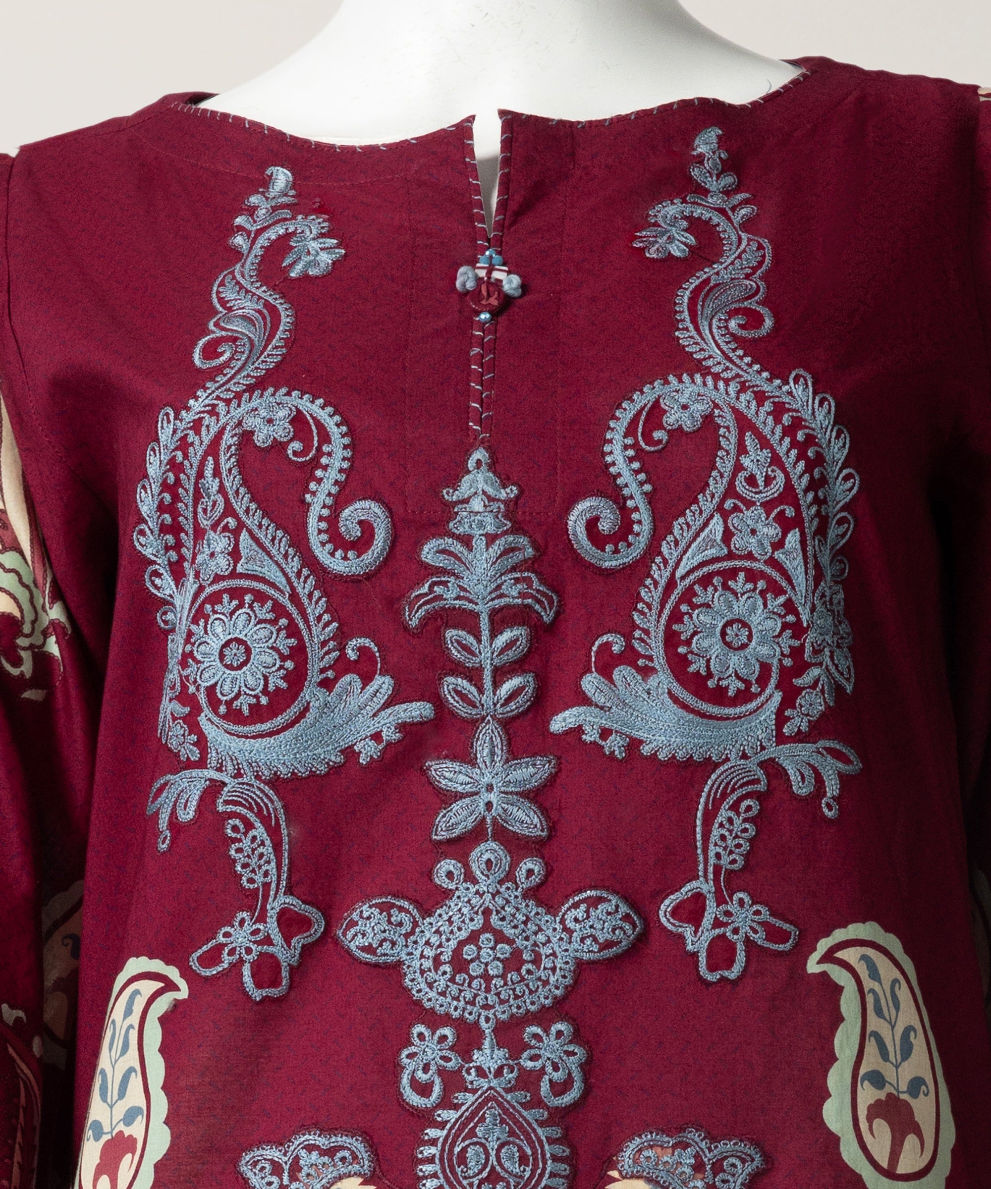 Magenta Lawn Embroidered Kurta
