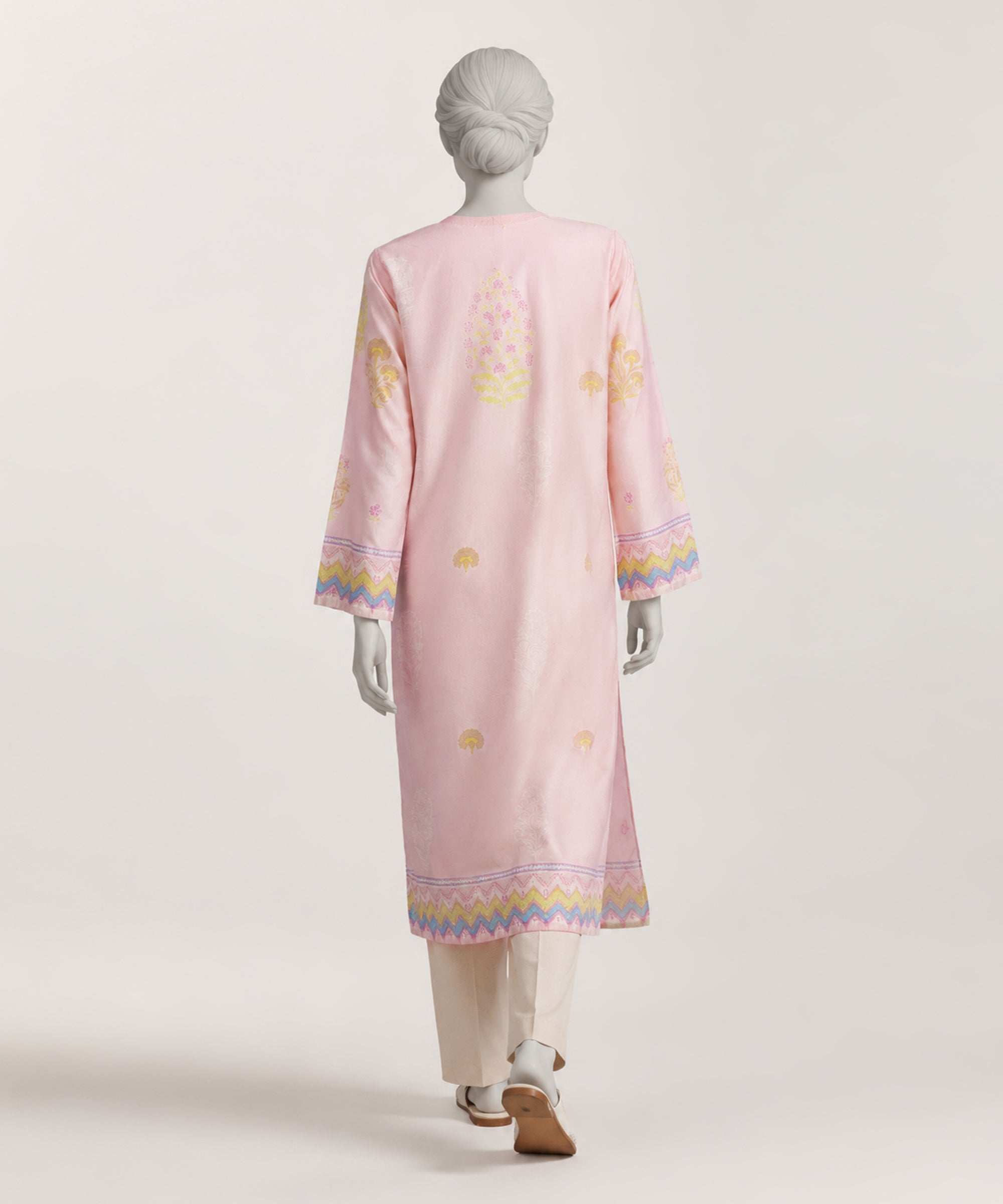 Pink Lawn Embroidered Kurta