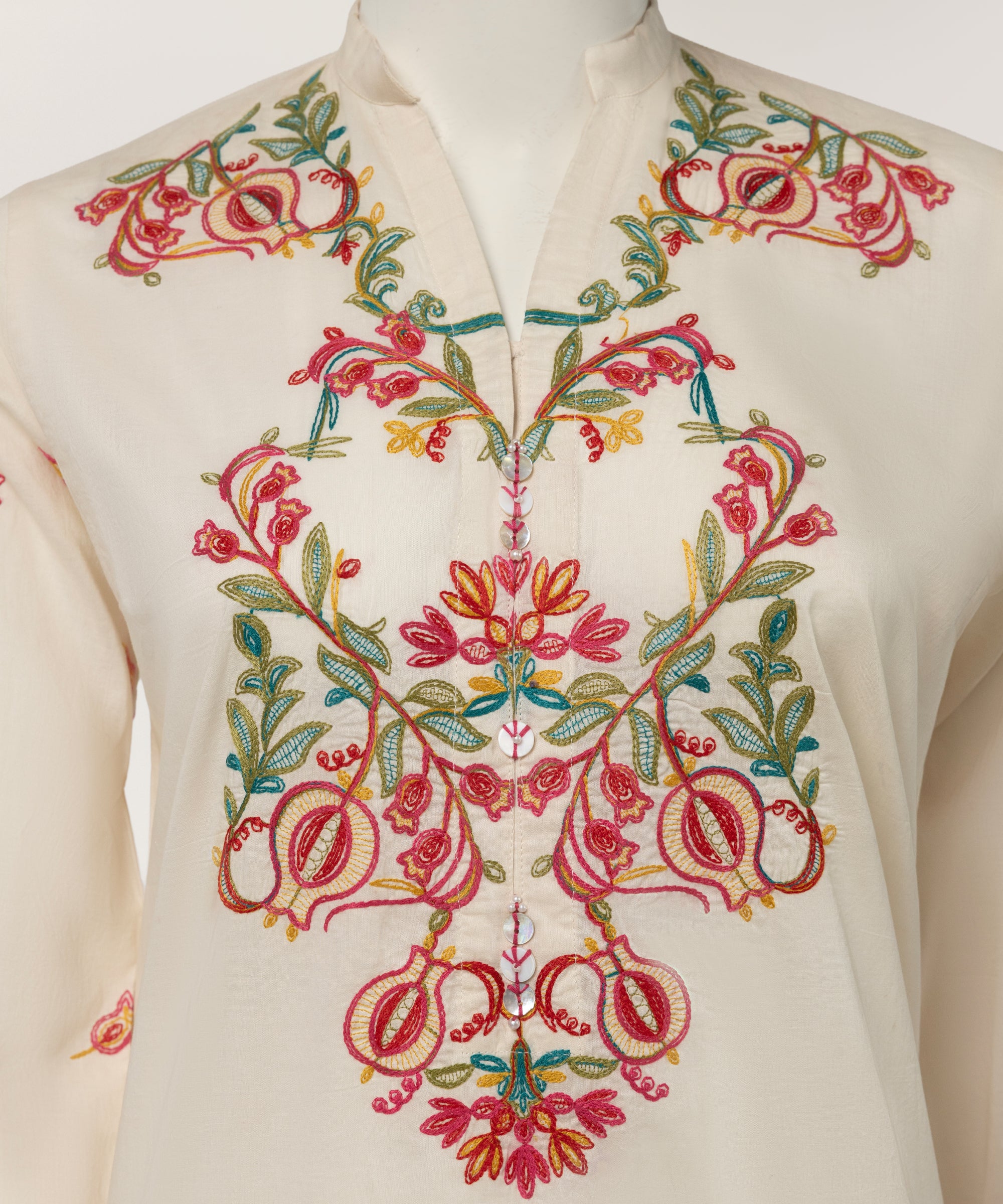 Off White Lawn Embroidered Kurta