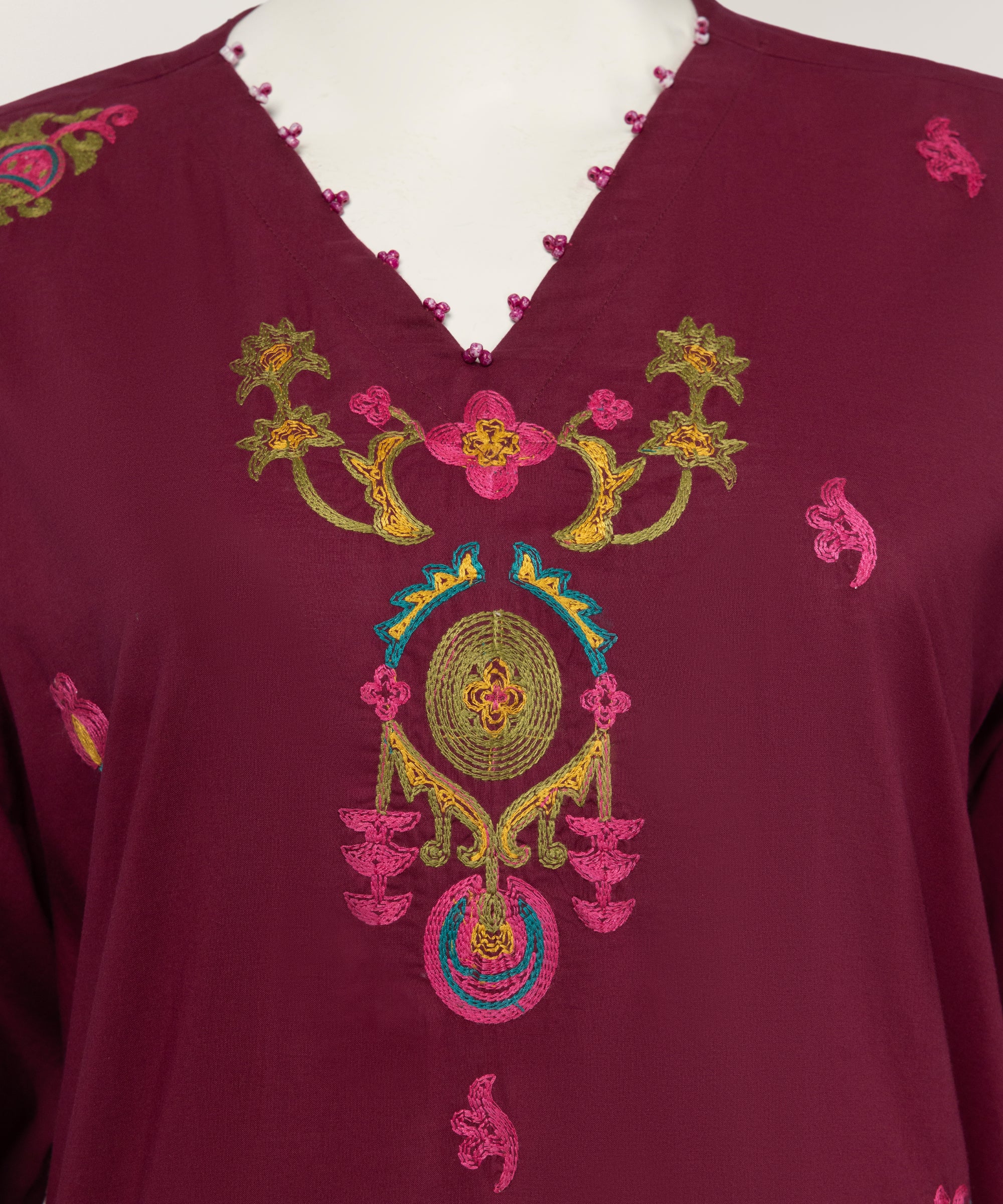 Plum Lawn Embroidered Kurta