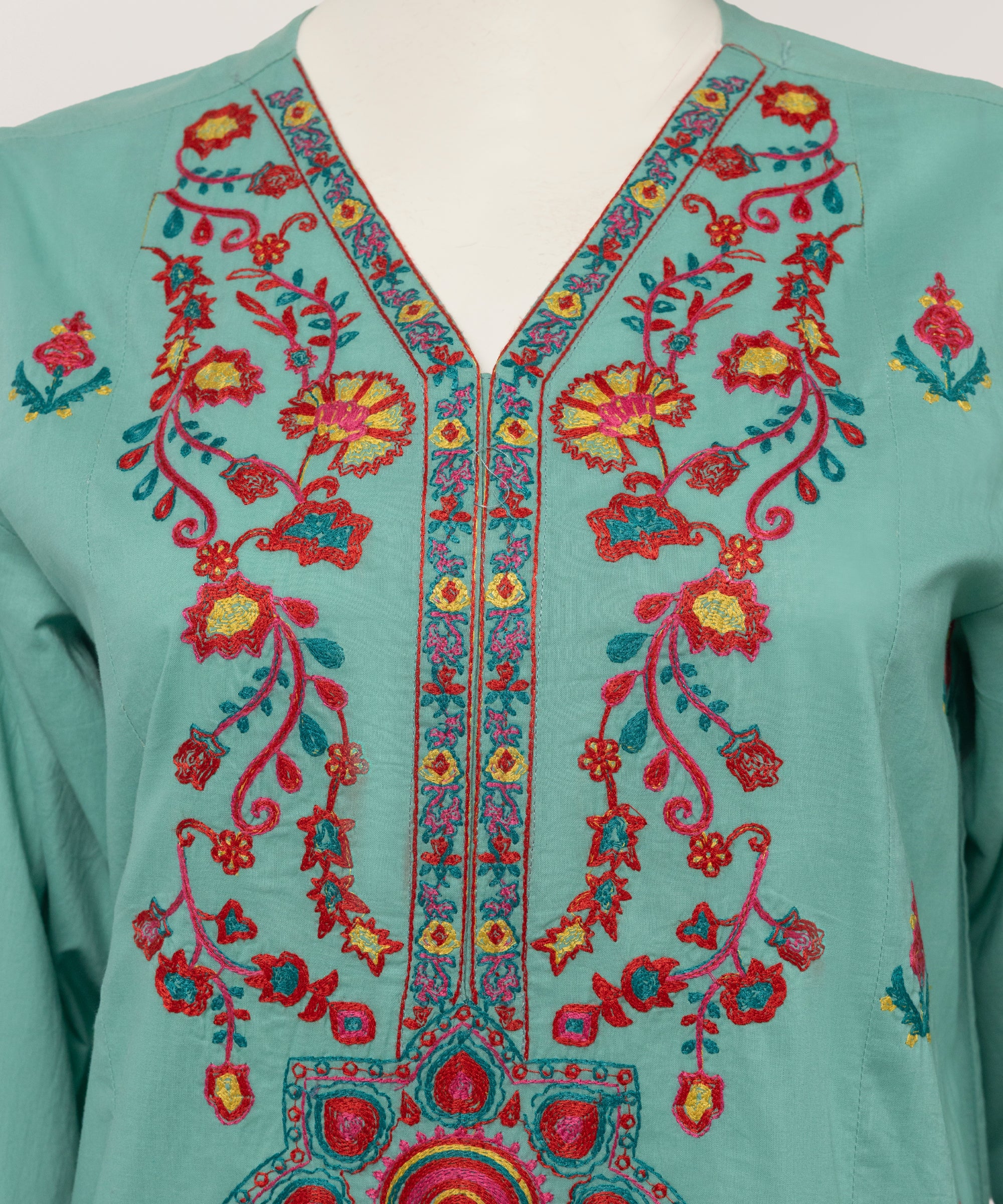 Turquoise Lawn Embroidered Kurta