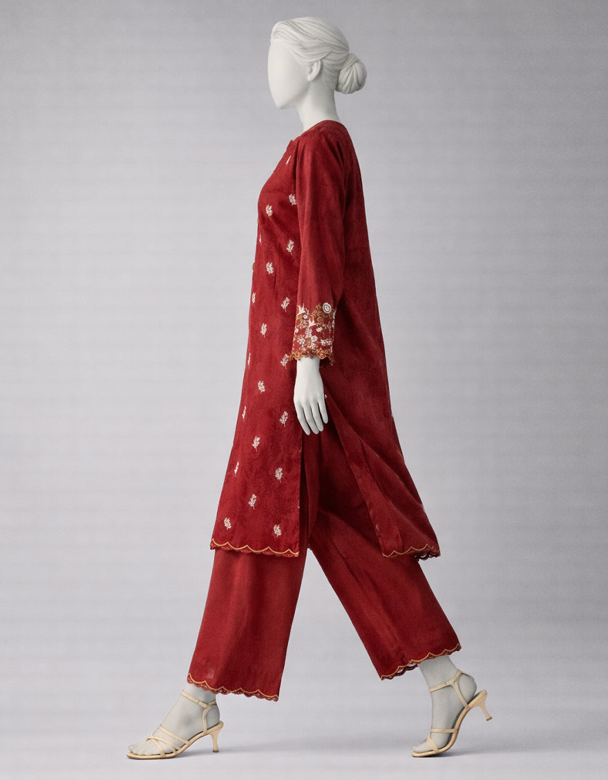 MULTICOLOR TEXTURED EMBROIDERED UNSTITCHED 2PC