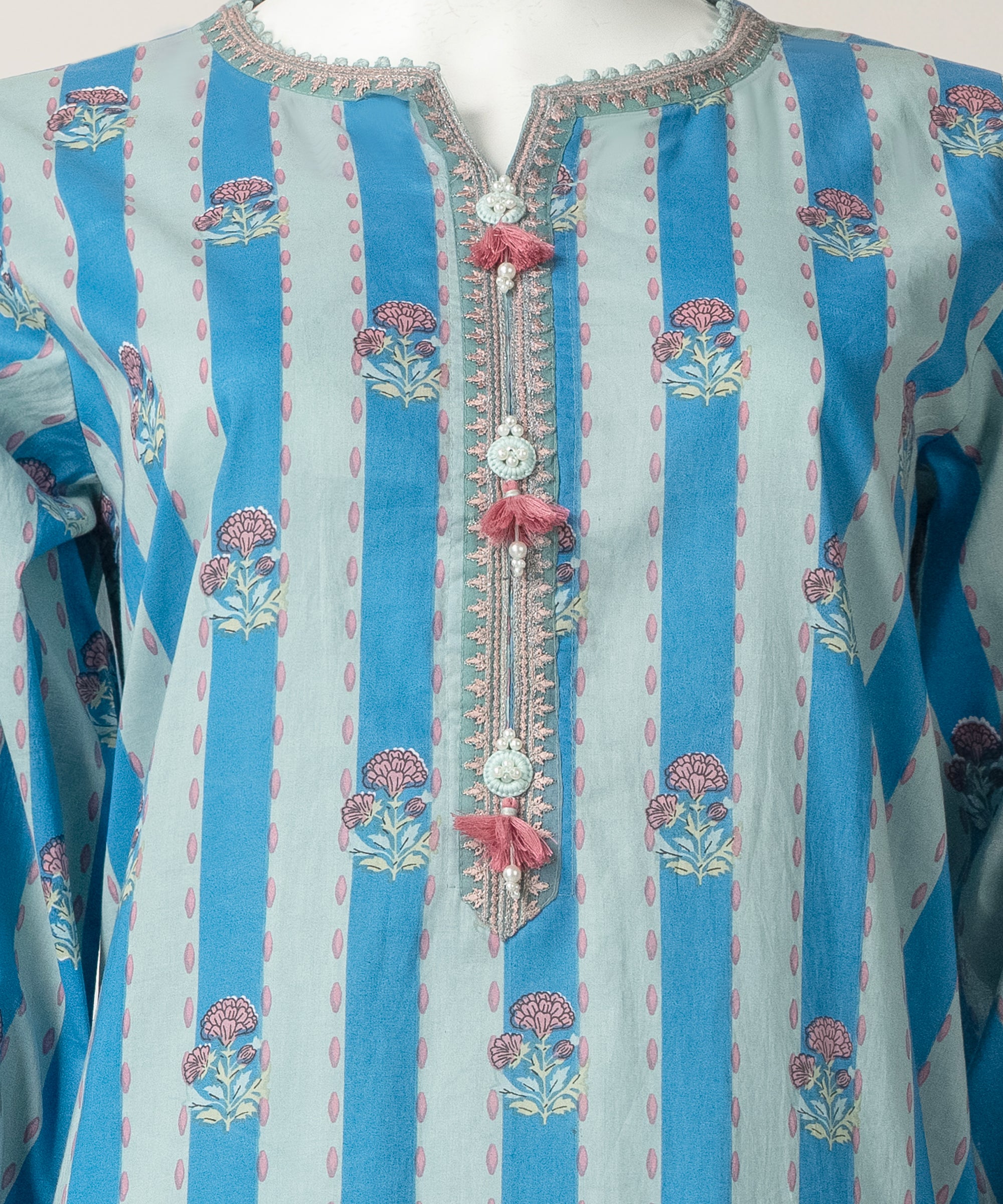 Blue Lawn Embroidered Co-Ord Set