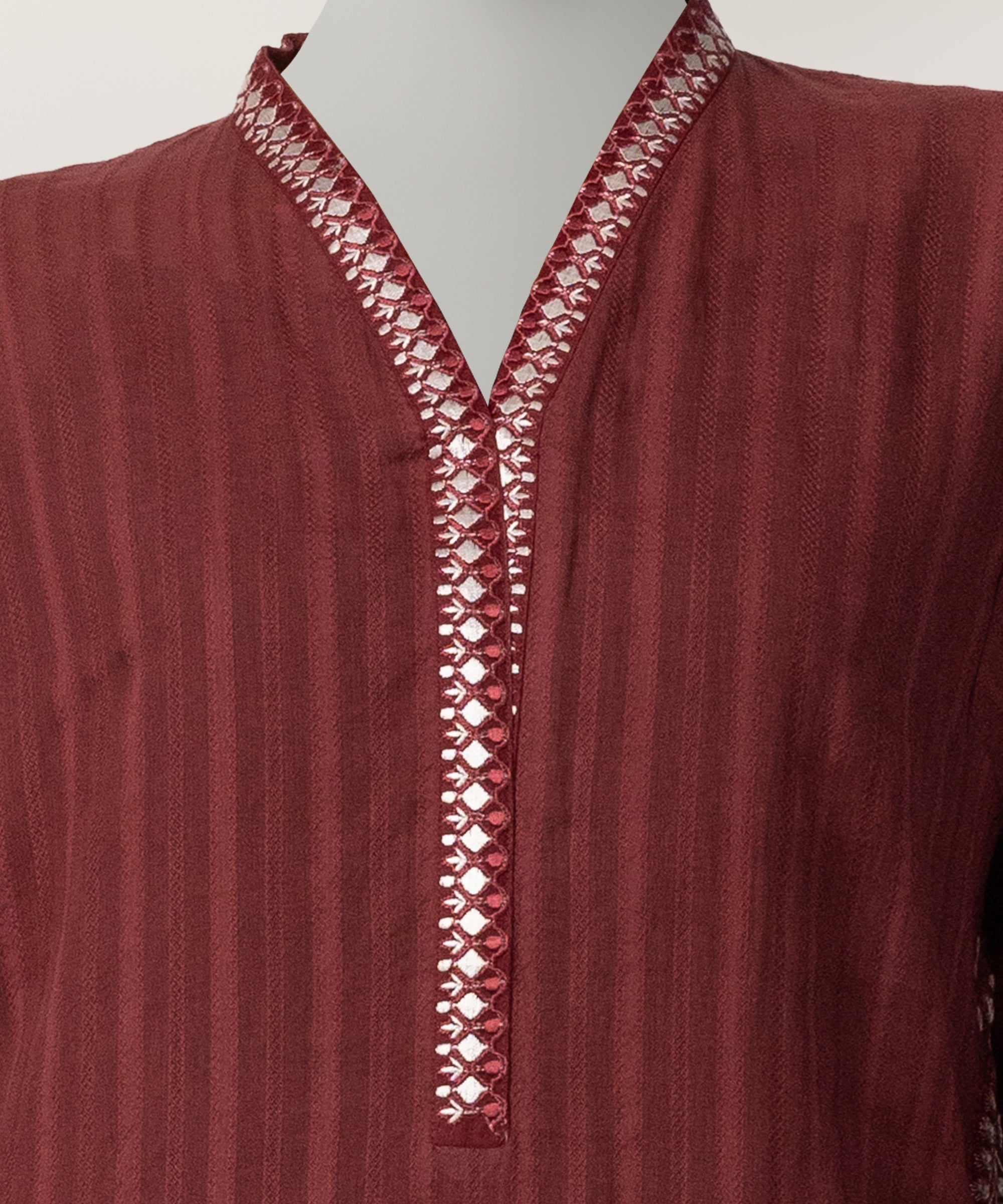 Maroon Jacquard Embroidered Co Ord Set