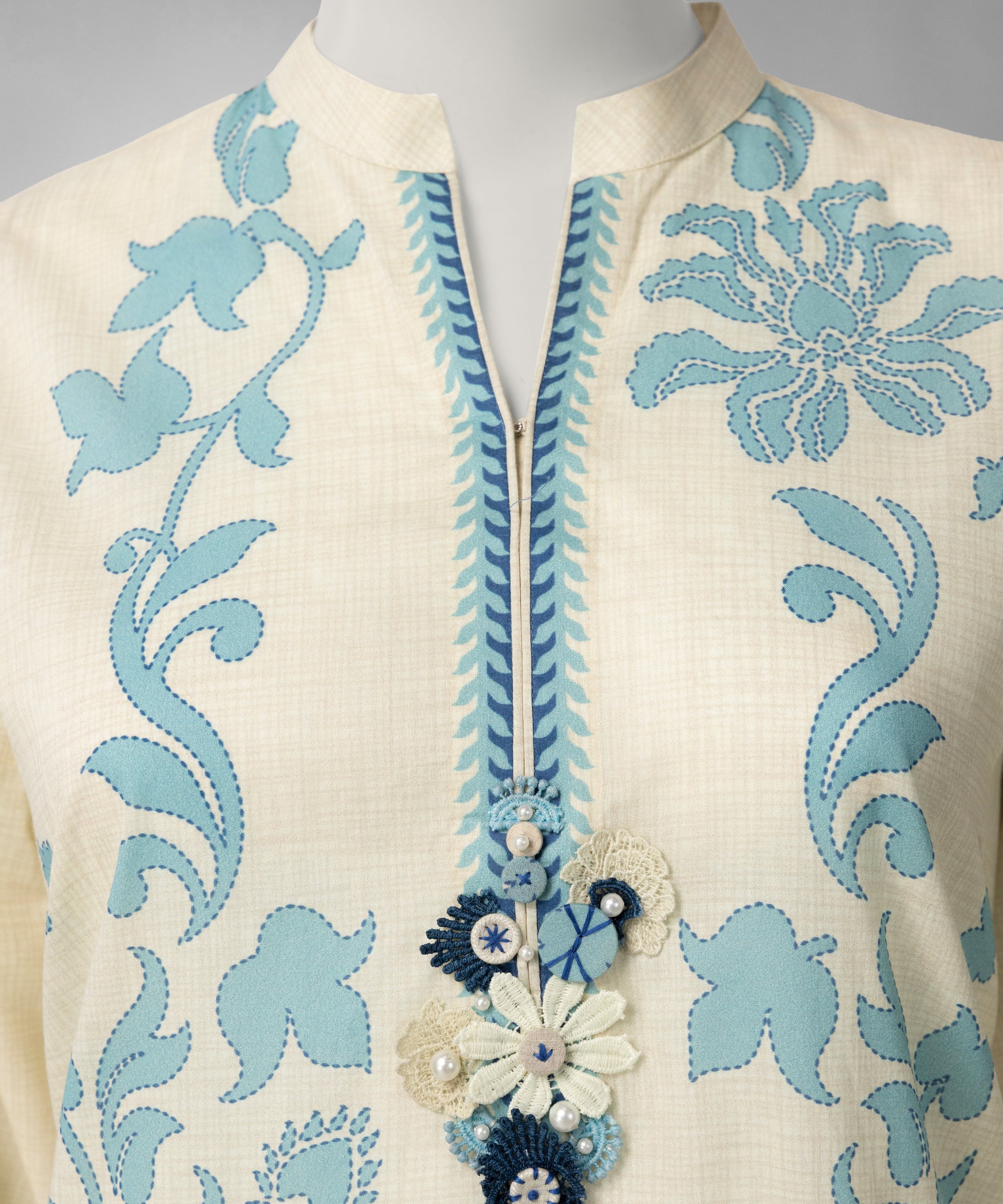 Cream Lawn Digital Printed Unstitched 2Pc
