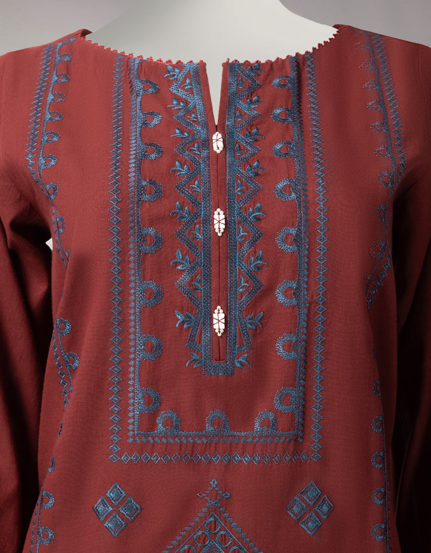 Maroon Lawn Embroidered Unstitched 2Pc
