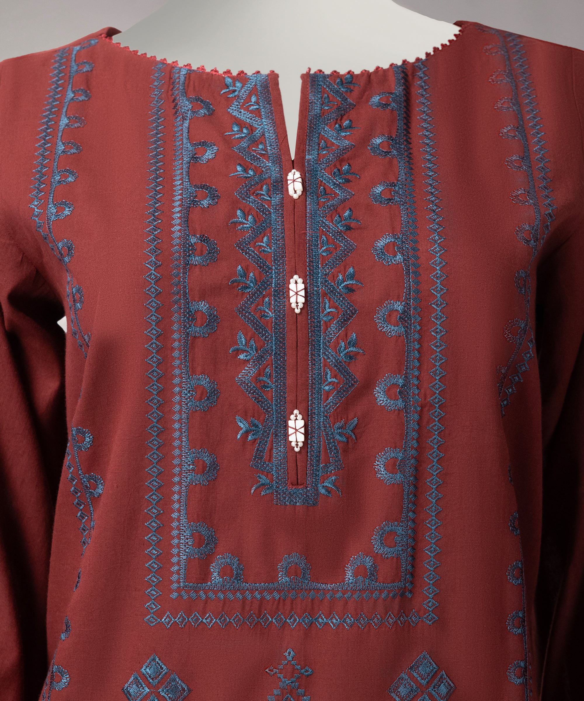 Maroon Lawn Embroidered Unstitched 2Pc