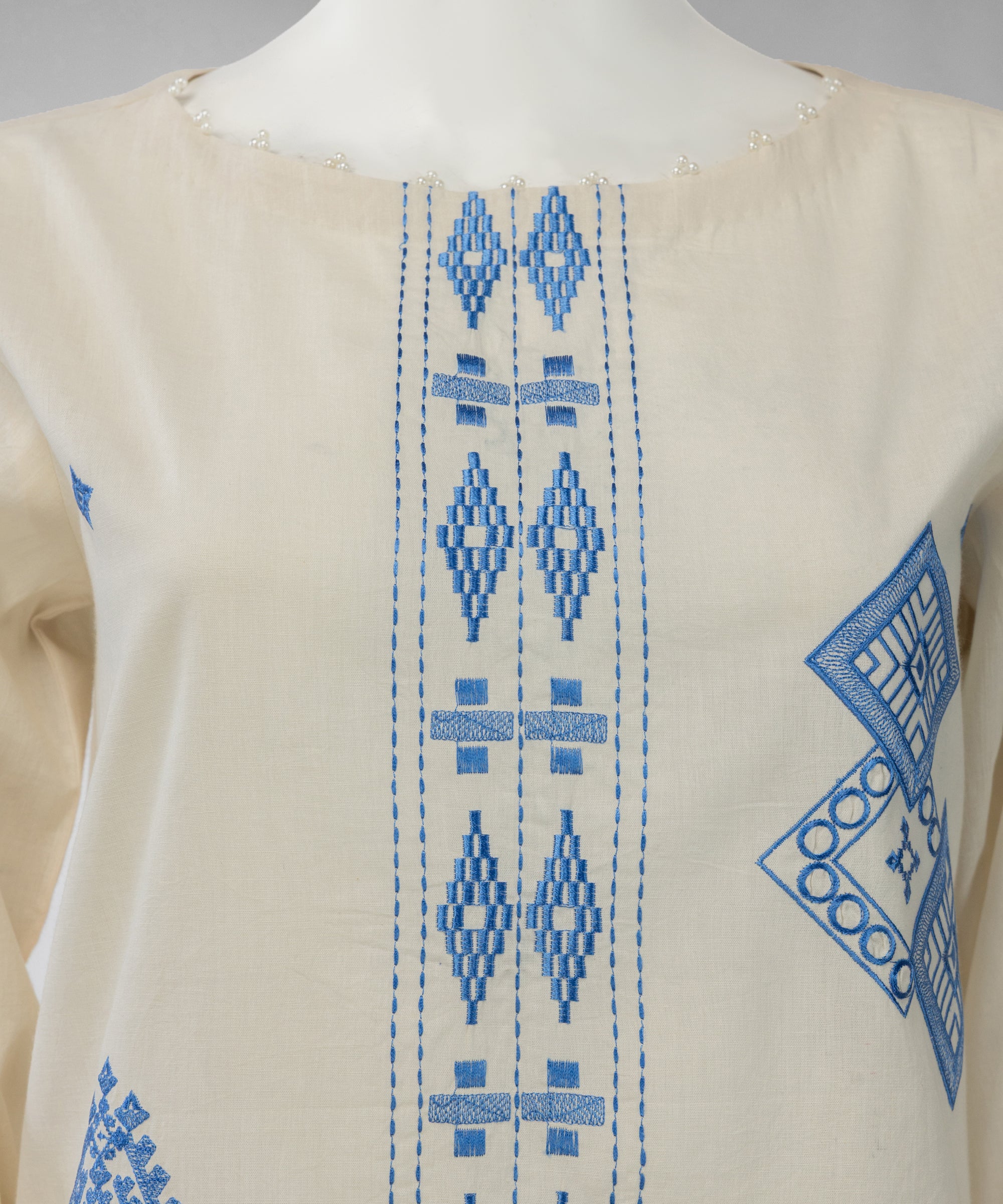 Off White Lawn Embroidered Unstitched 2Pc