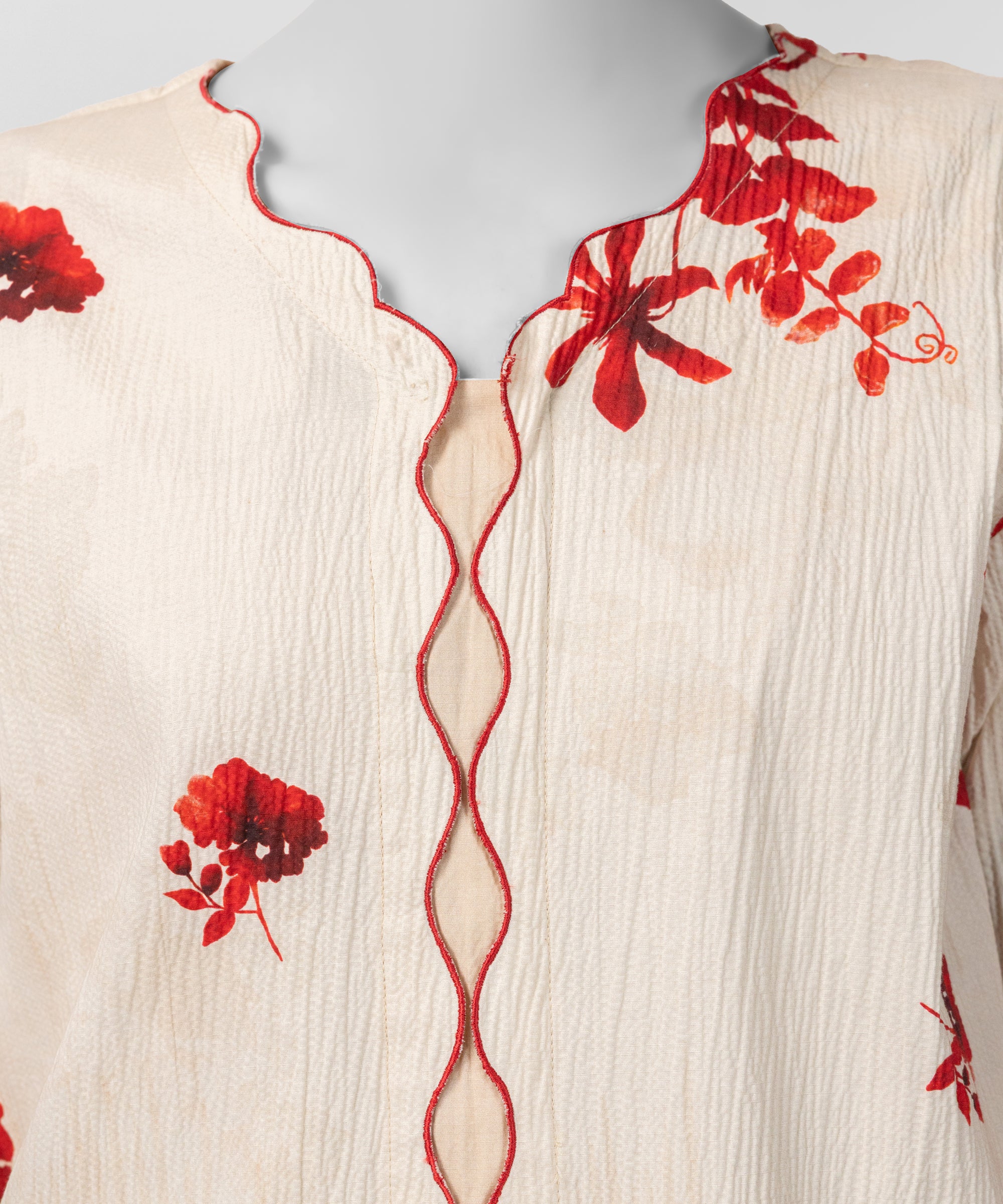 Light Beige Digital Printed Seersucker Co-Ord Set