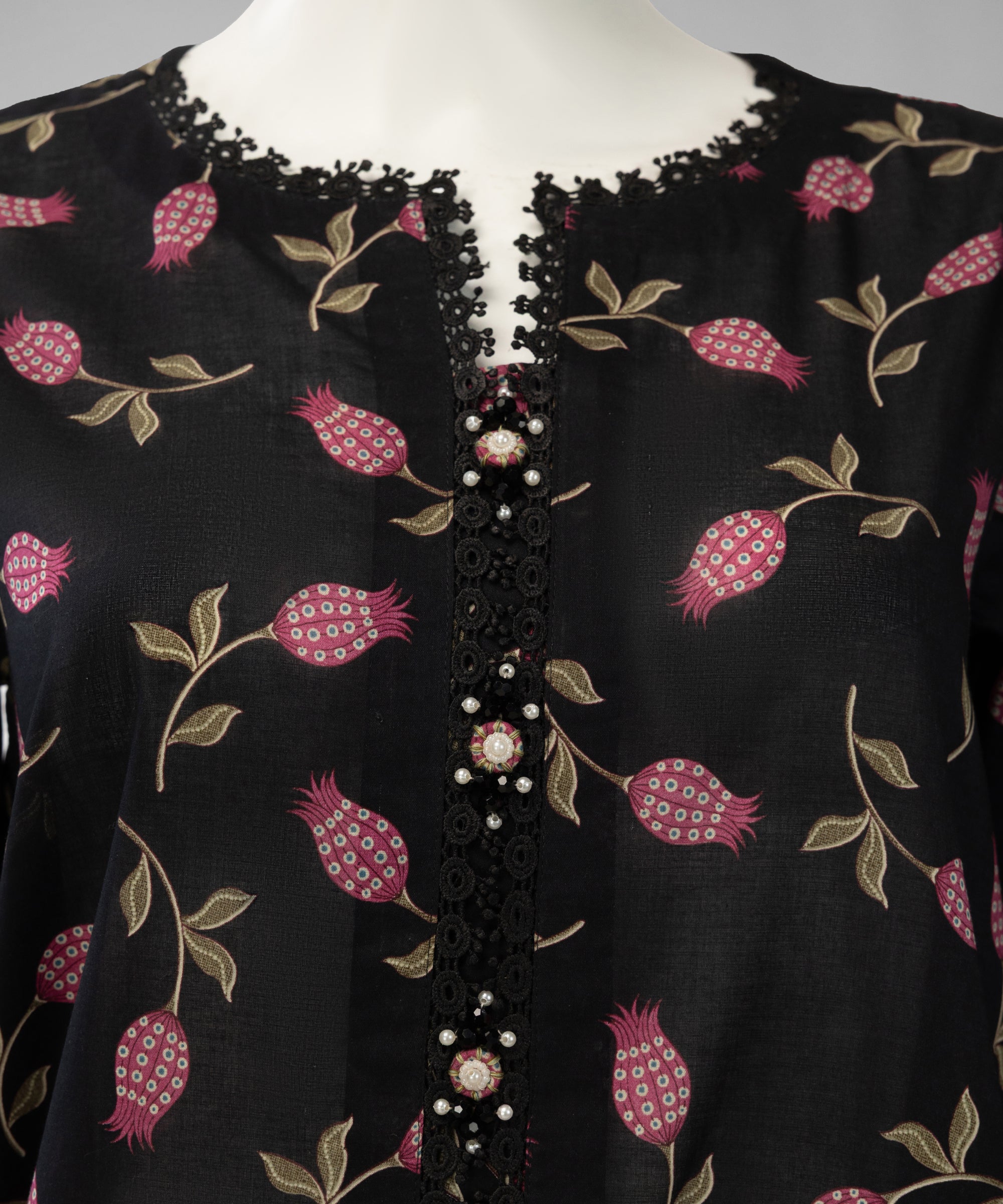 Black Lawn Printed Unstitched 1Pc