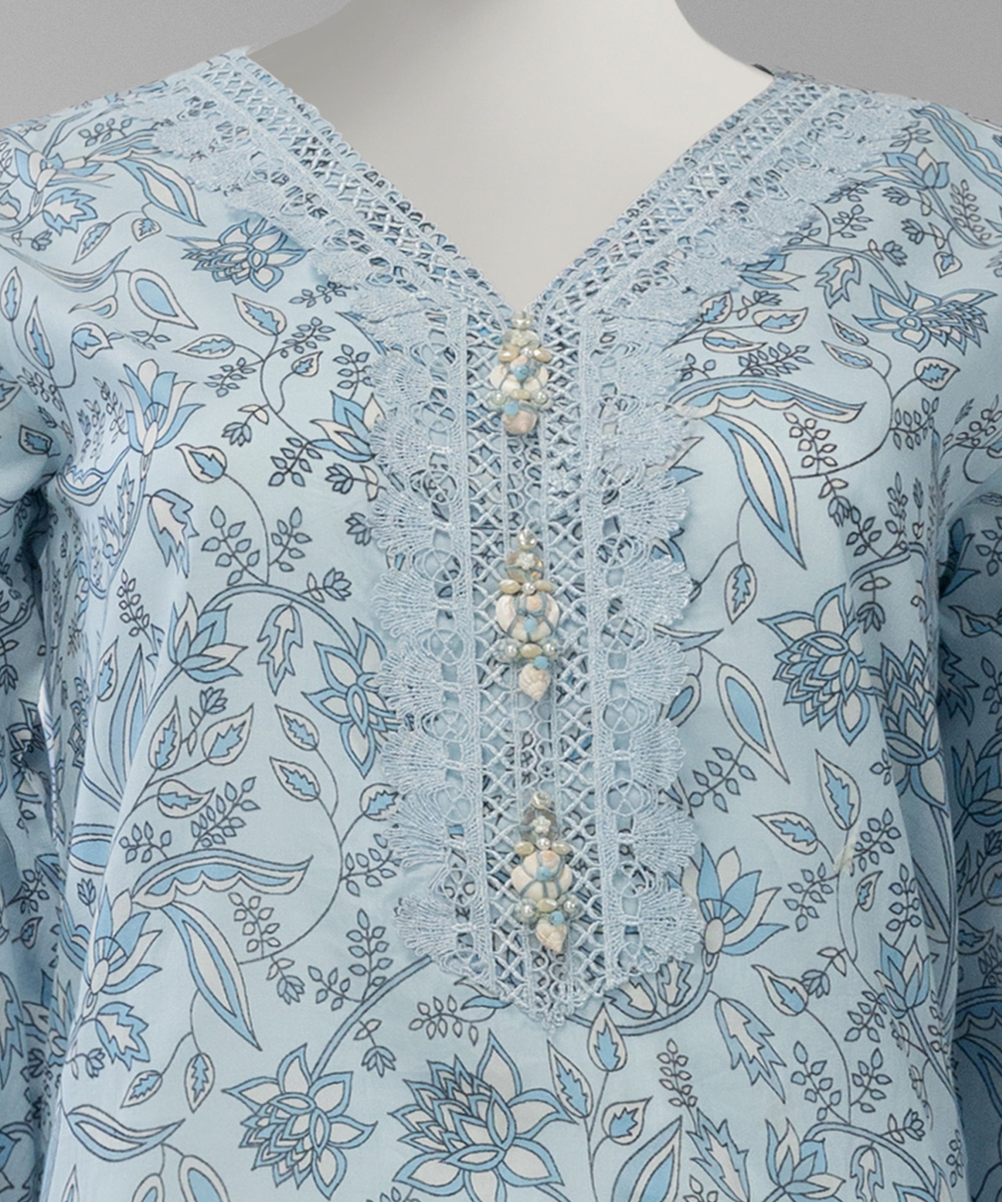 Blue Lawn Printed Unstitched 1Pc