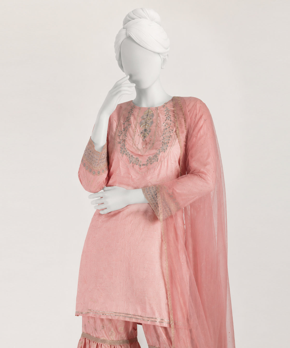 Peach Maple Silk Embroidered Stitched 3Pc