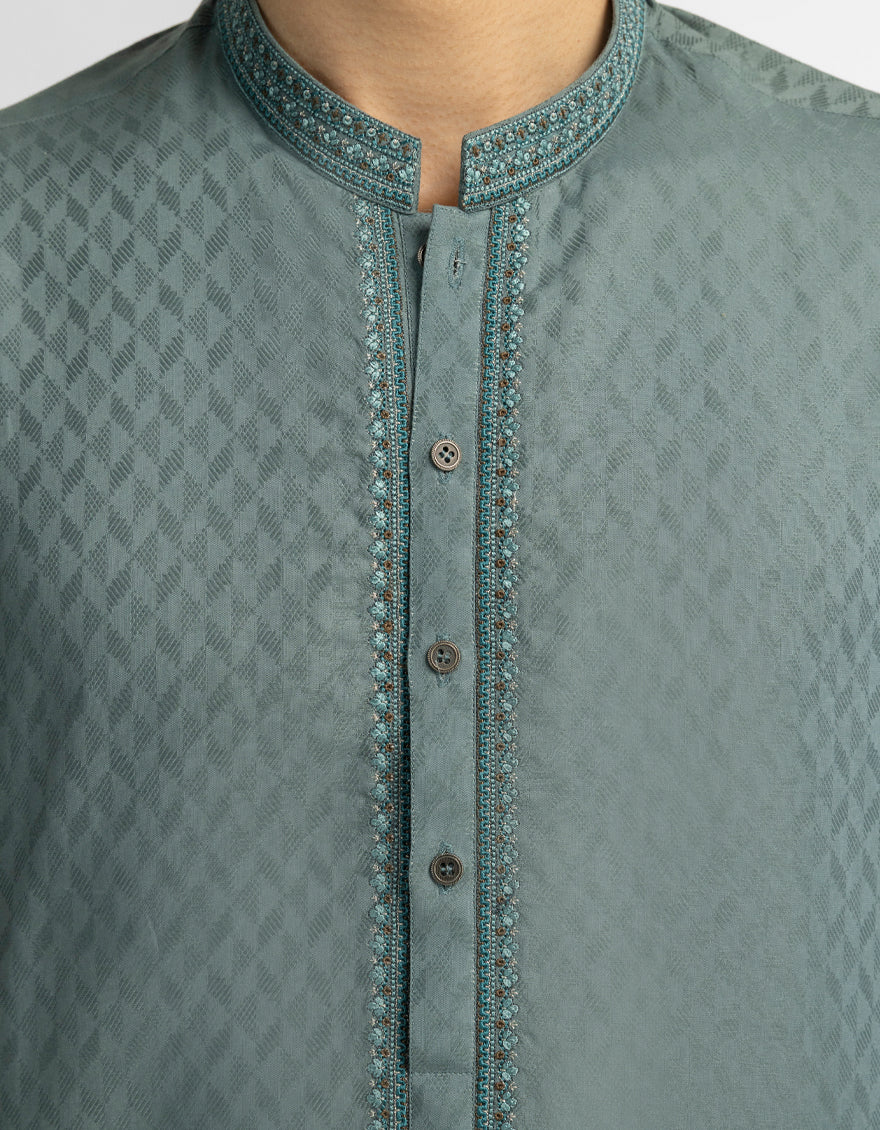 Green Cotton Casual Kurta