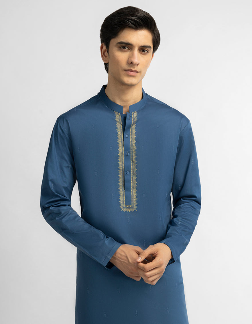BLUE COTTON CASUAL KURTA