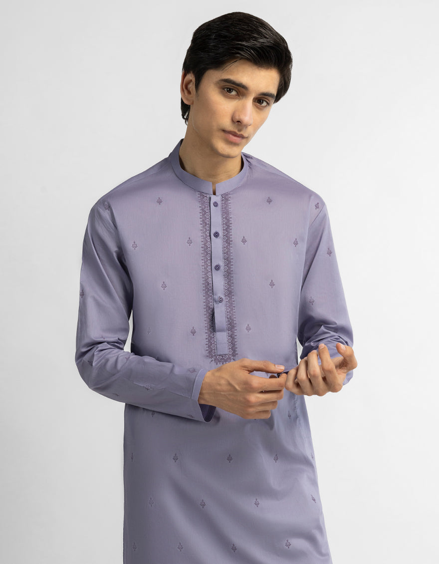 LIGHT PURPLE COTTON CASUAL KURTA