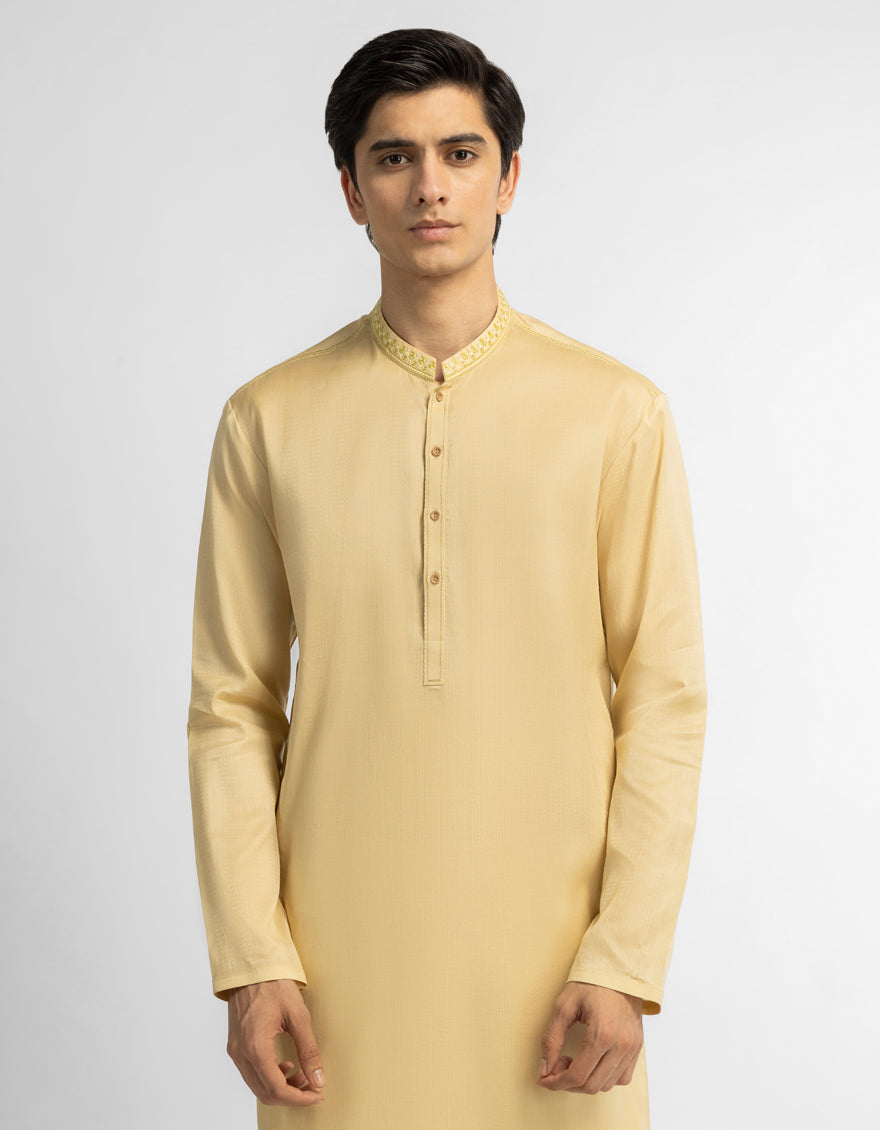 CREAM COTTON SEMI-FORMAL KURTA