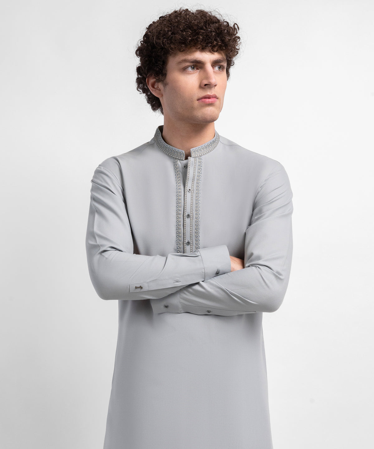 Light Grey Semi-Formal Kameez Shalwar