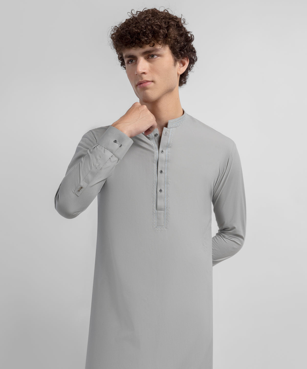 Light Grey Semi-Formal Kameez Shalwar